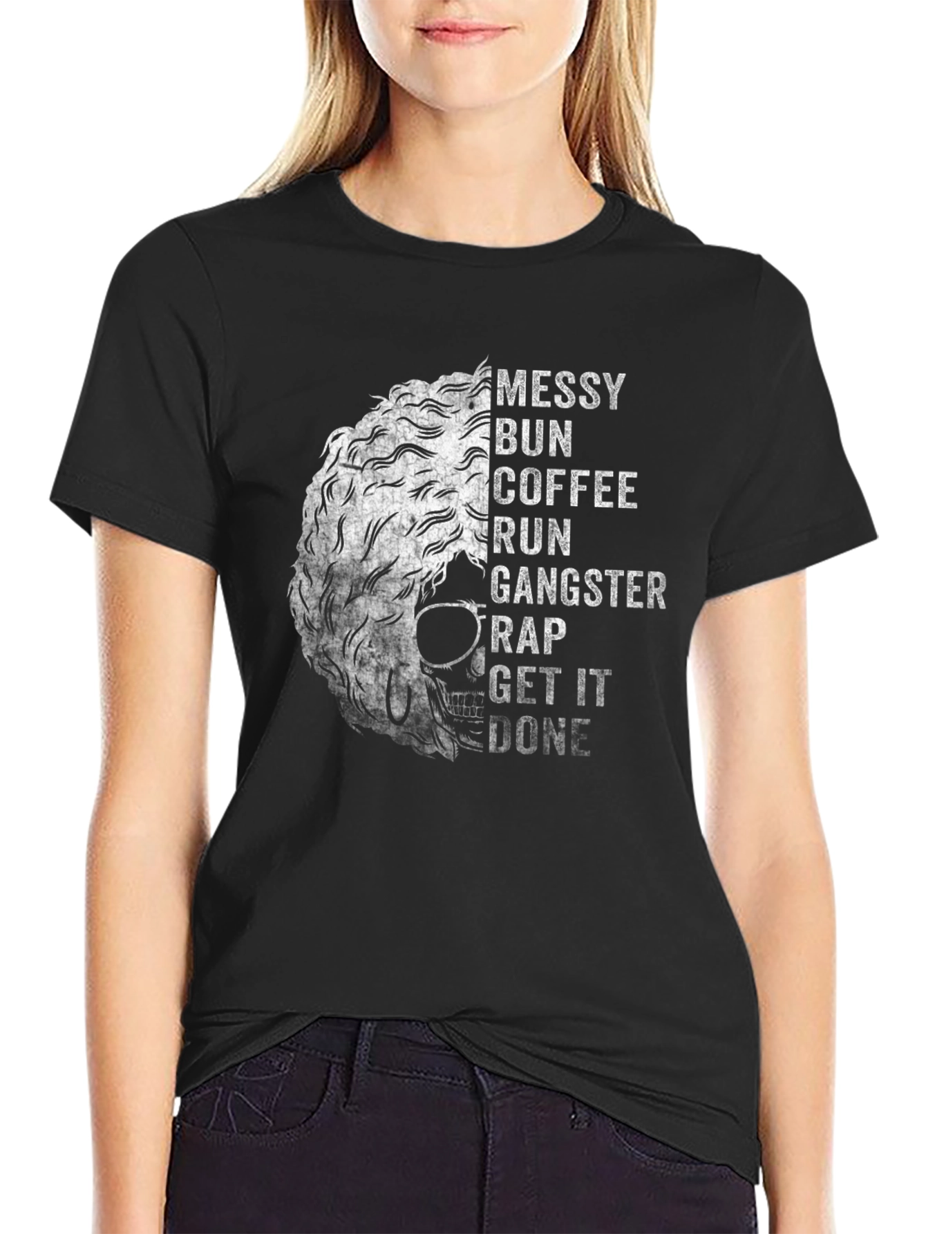 Messy Bun Coffee Run Gangster Rap T-Shirt