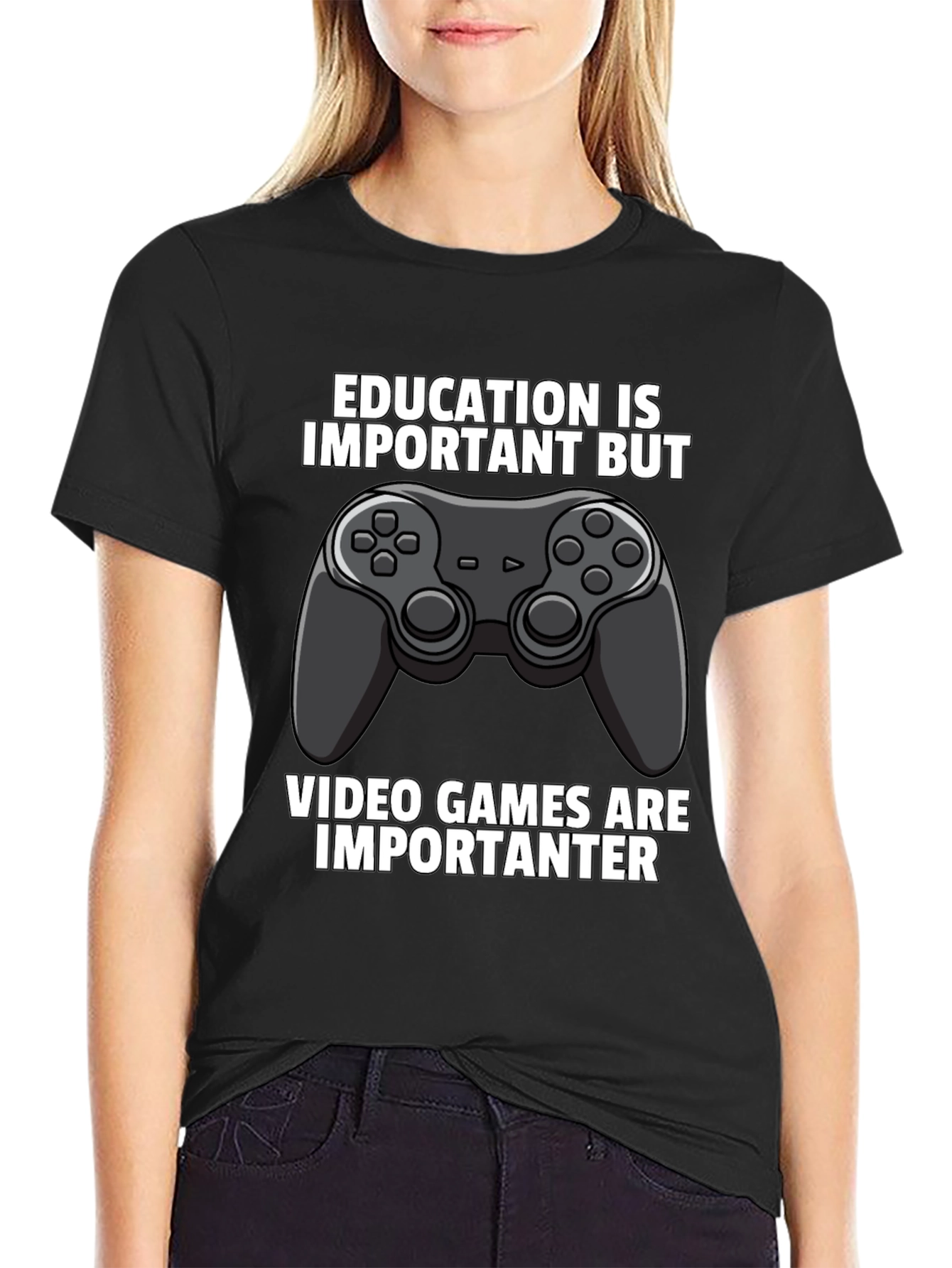Funny Gamer T-Shirt: Education vs. Video Games
