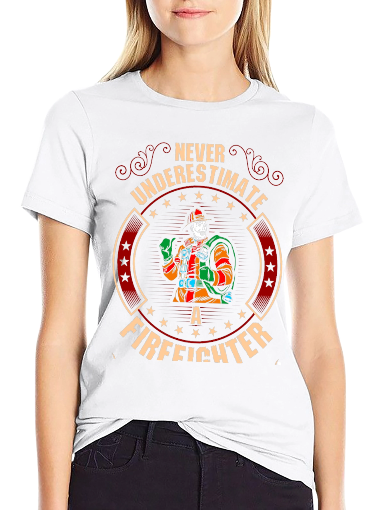 Never Underestimate a Firefighter Graphic T-Shirt