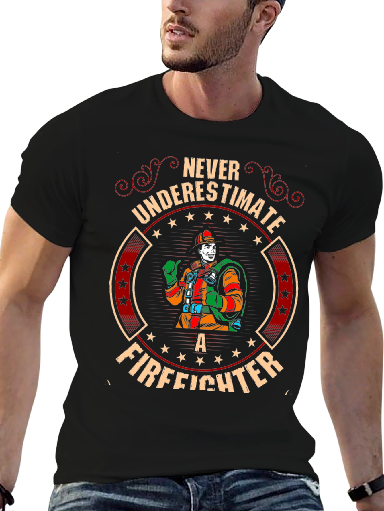 Never Underestimate a Firefighter Graphic T-Shirt