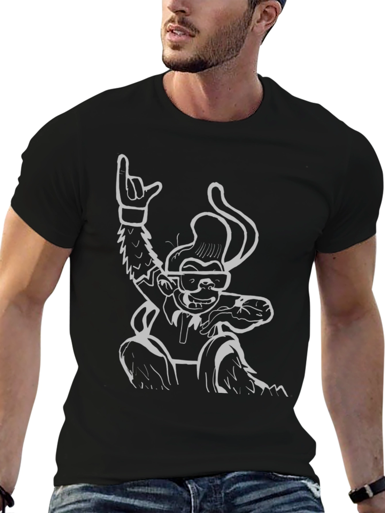 Cool Monkey Graphic Tee - Black Cotton T-Shirt