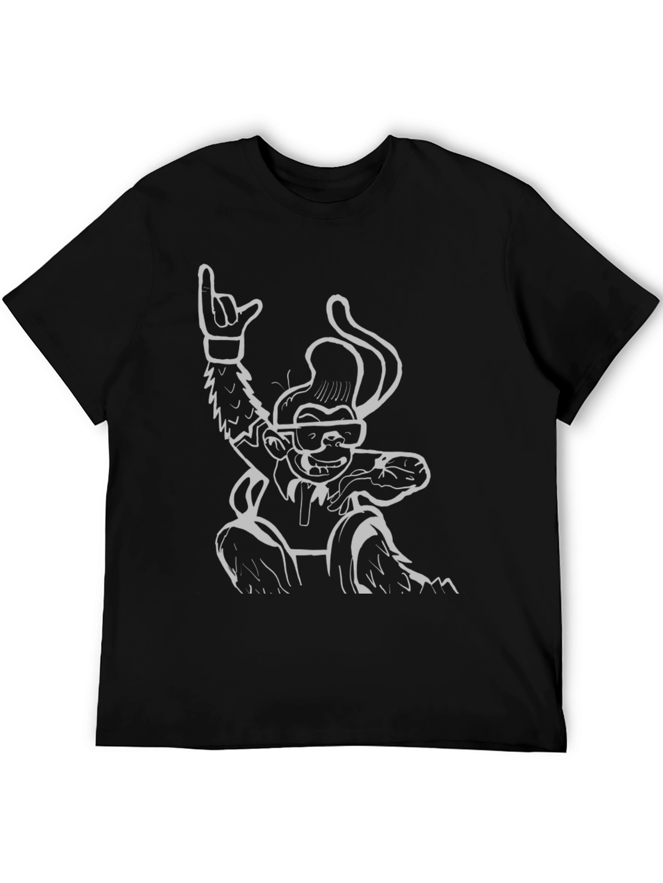 Cool Monkey Graphic Tee - Black Cotton T-Shirt
