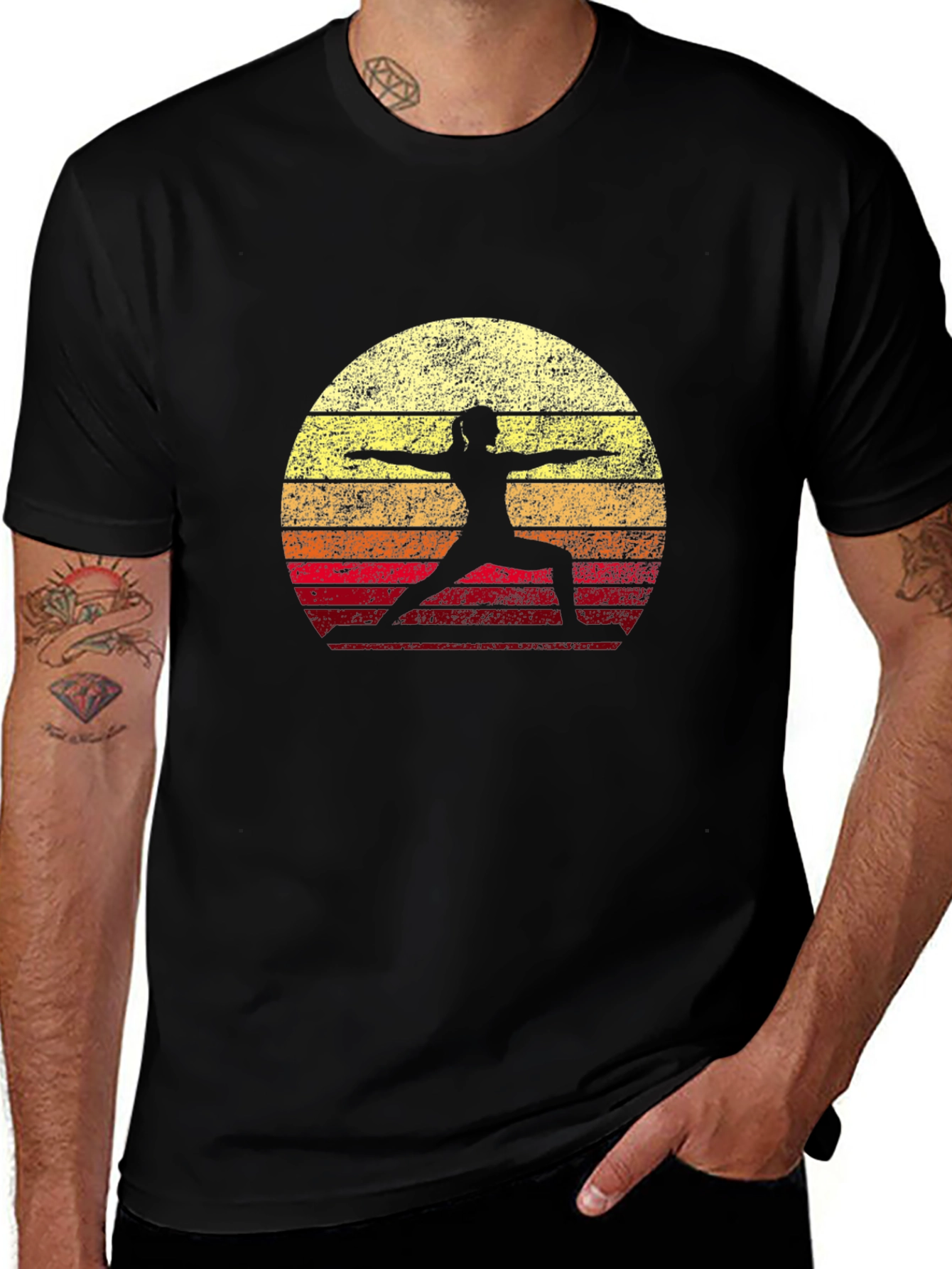 Yoga Sunset T-Shirt - Warrior Pose Graphic Tee
