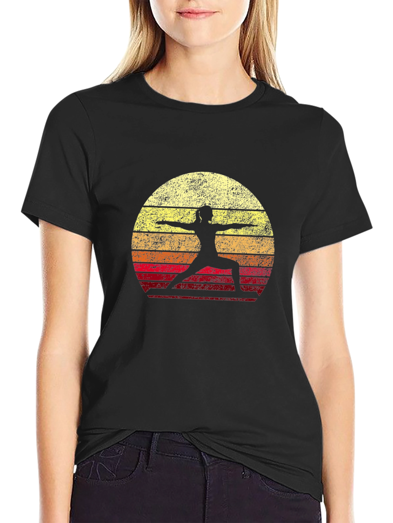 Yoga Sunset T-Shirt - Warrior Pose Graphic Tee