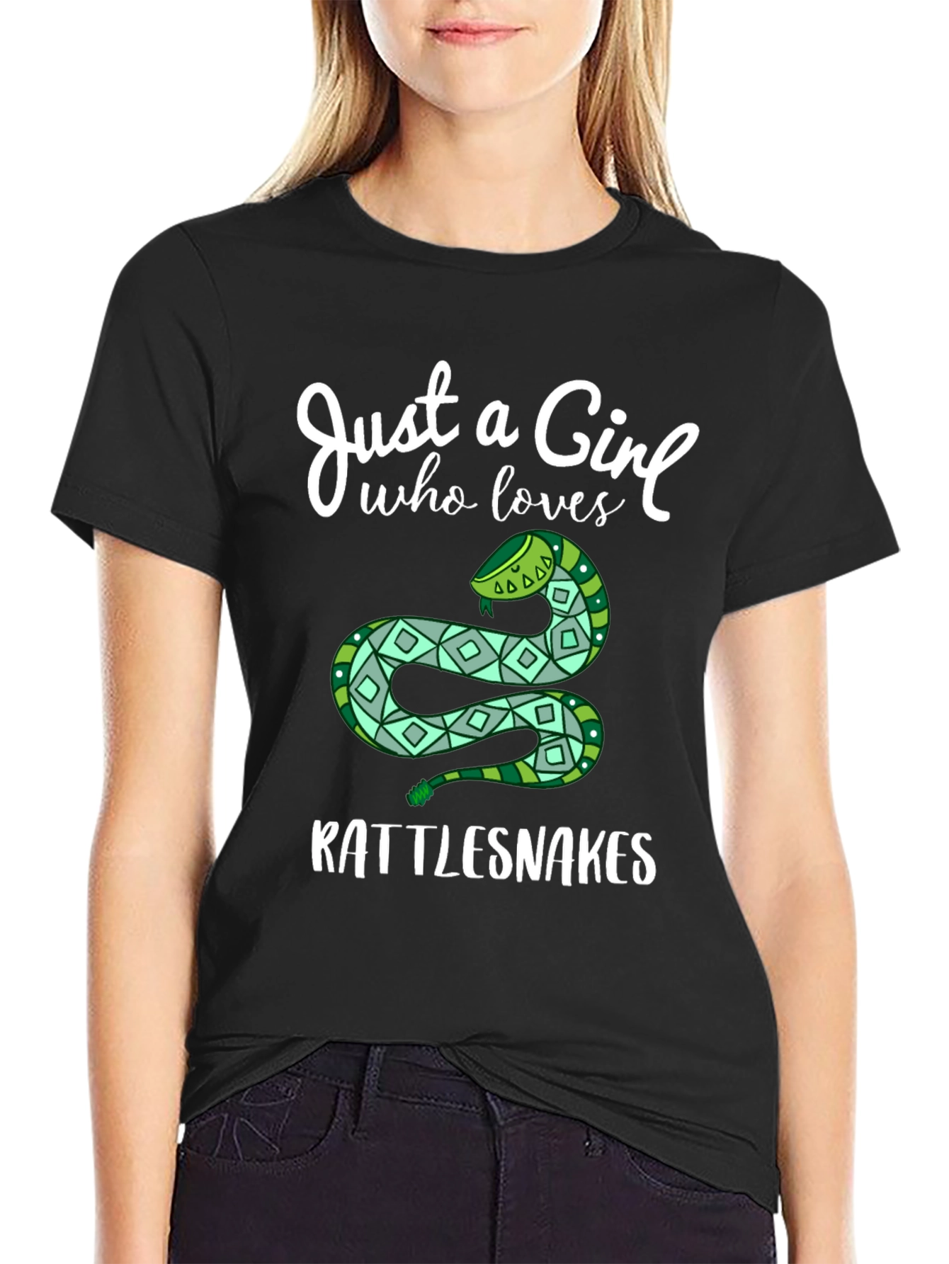 Just a Girl Who Loves Rattlesnakes Black T-Shirt
