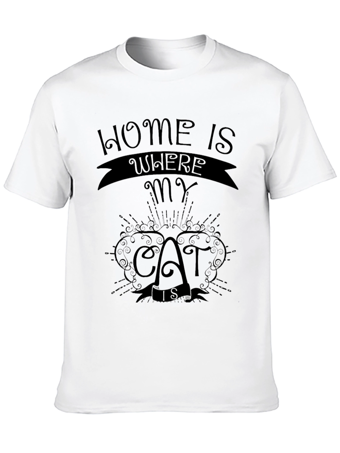 Home is Where My Cat Is Black T-Shirt