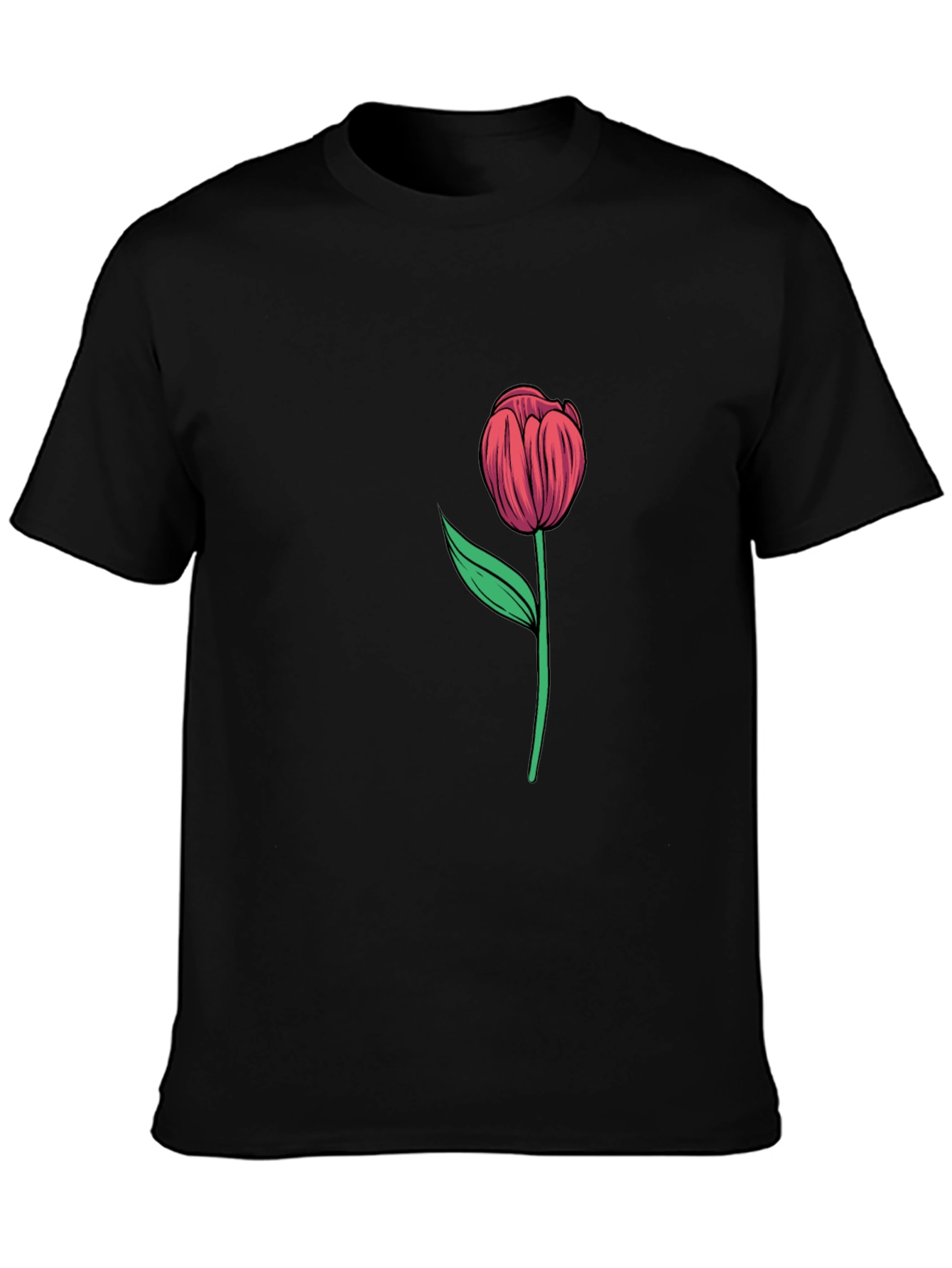 Tulip Graphic Tee - Stylish Black Cotton Shirt