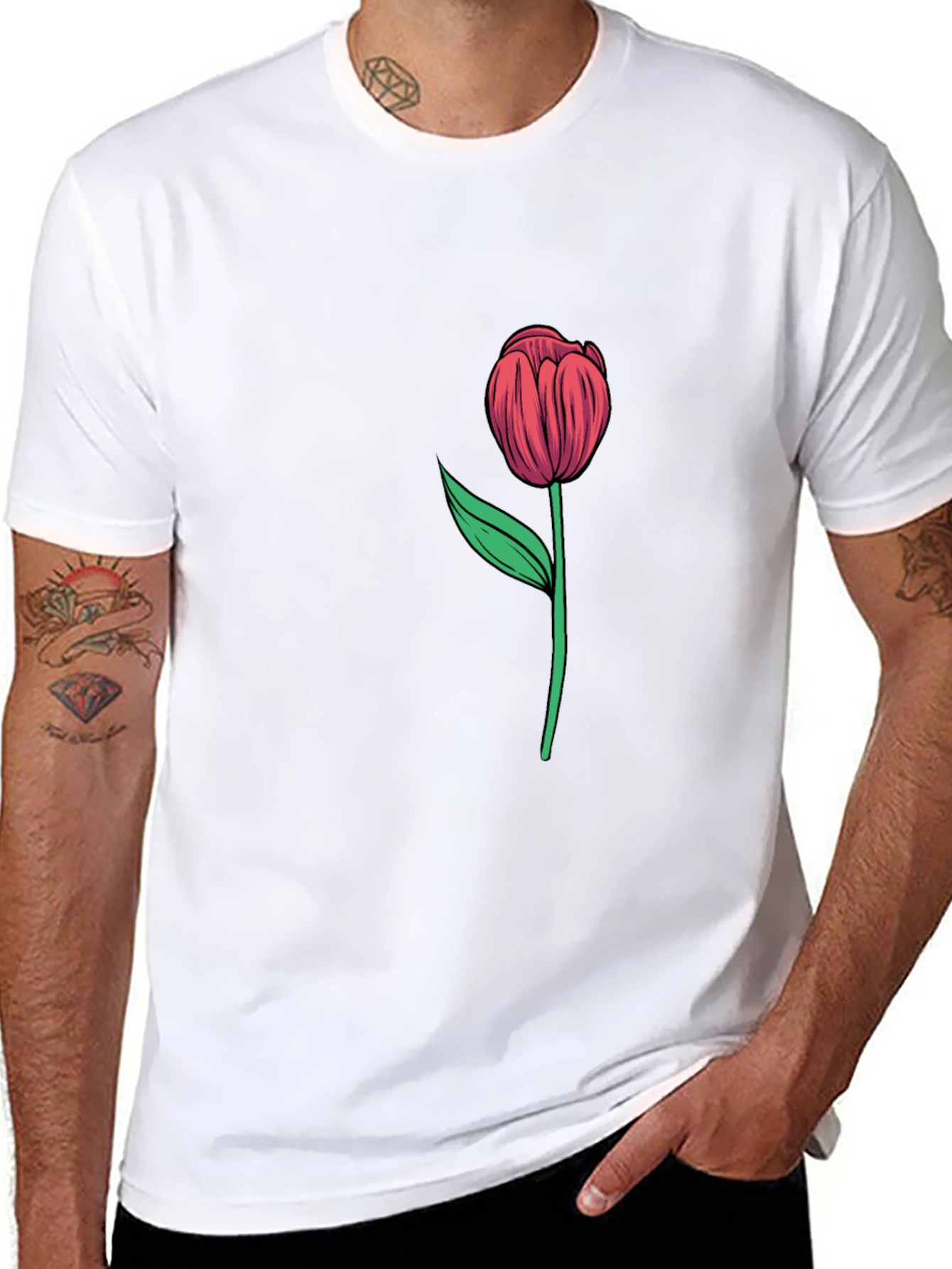 Tulip Graphic Tee - Stylish Black Cotton Shirt