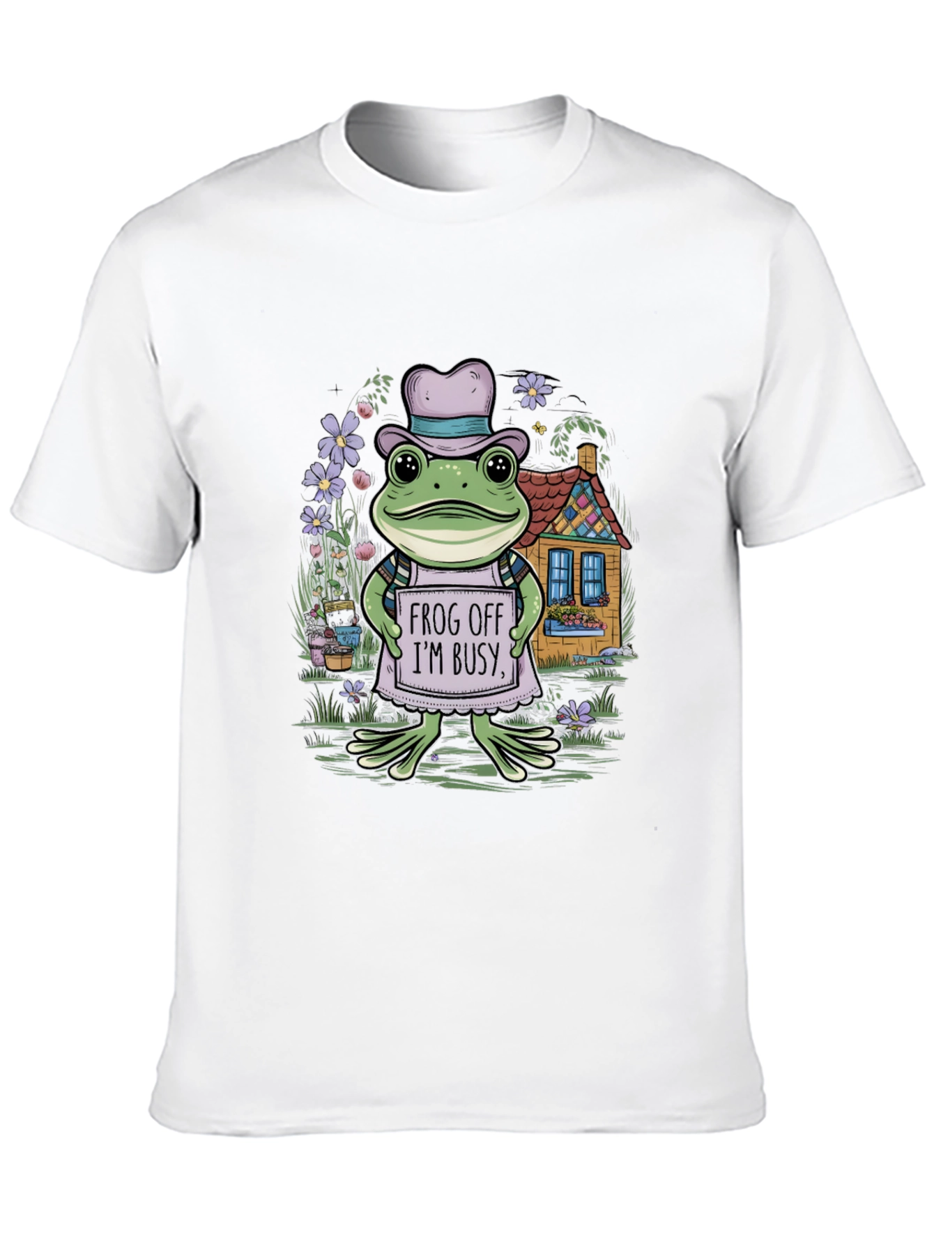 Frog Off Im Busy Tee - Whimsical Graphic Print