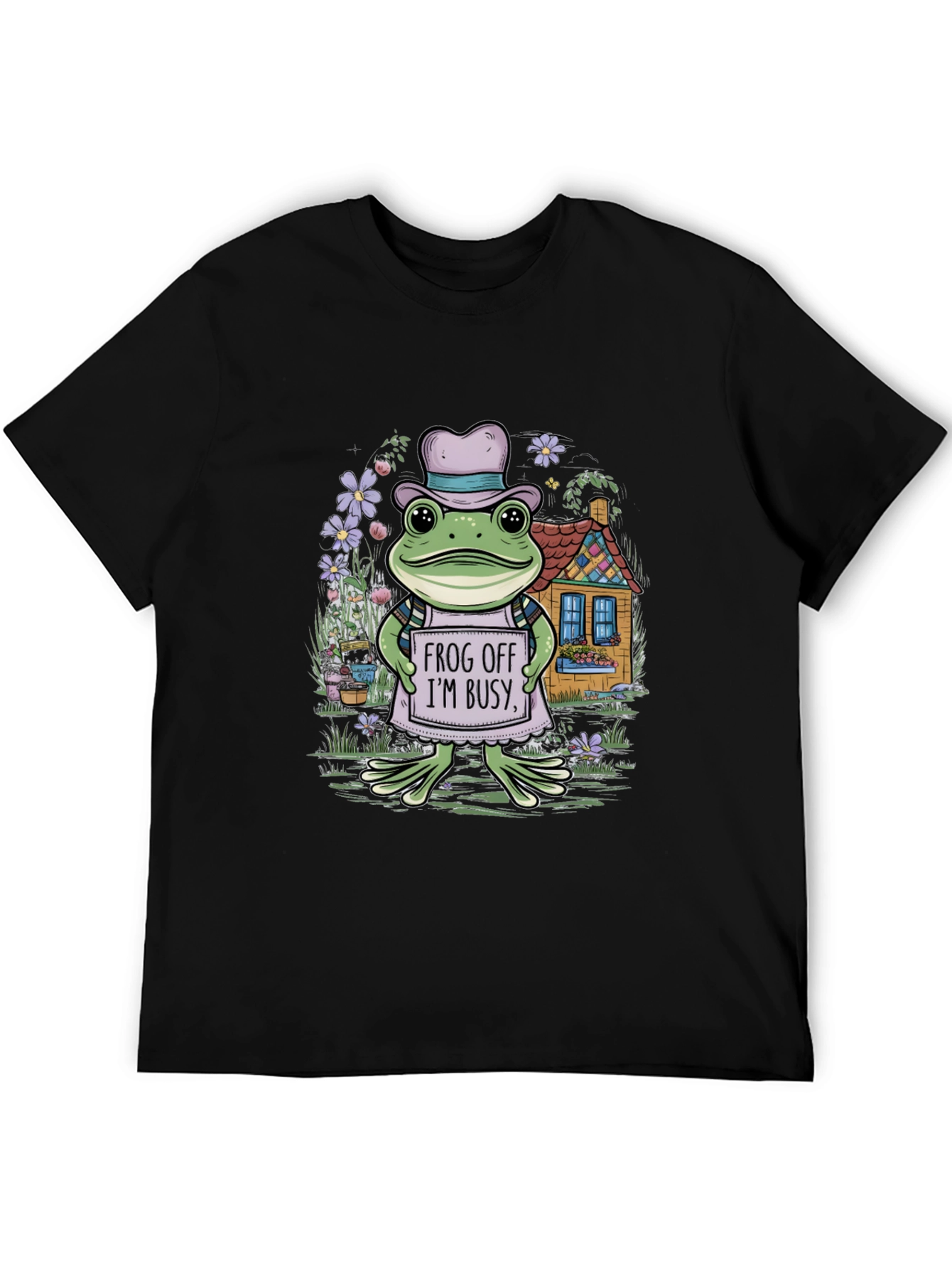 Frog Off Im Busy Tee - Whimsical Graphic Print