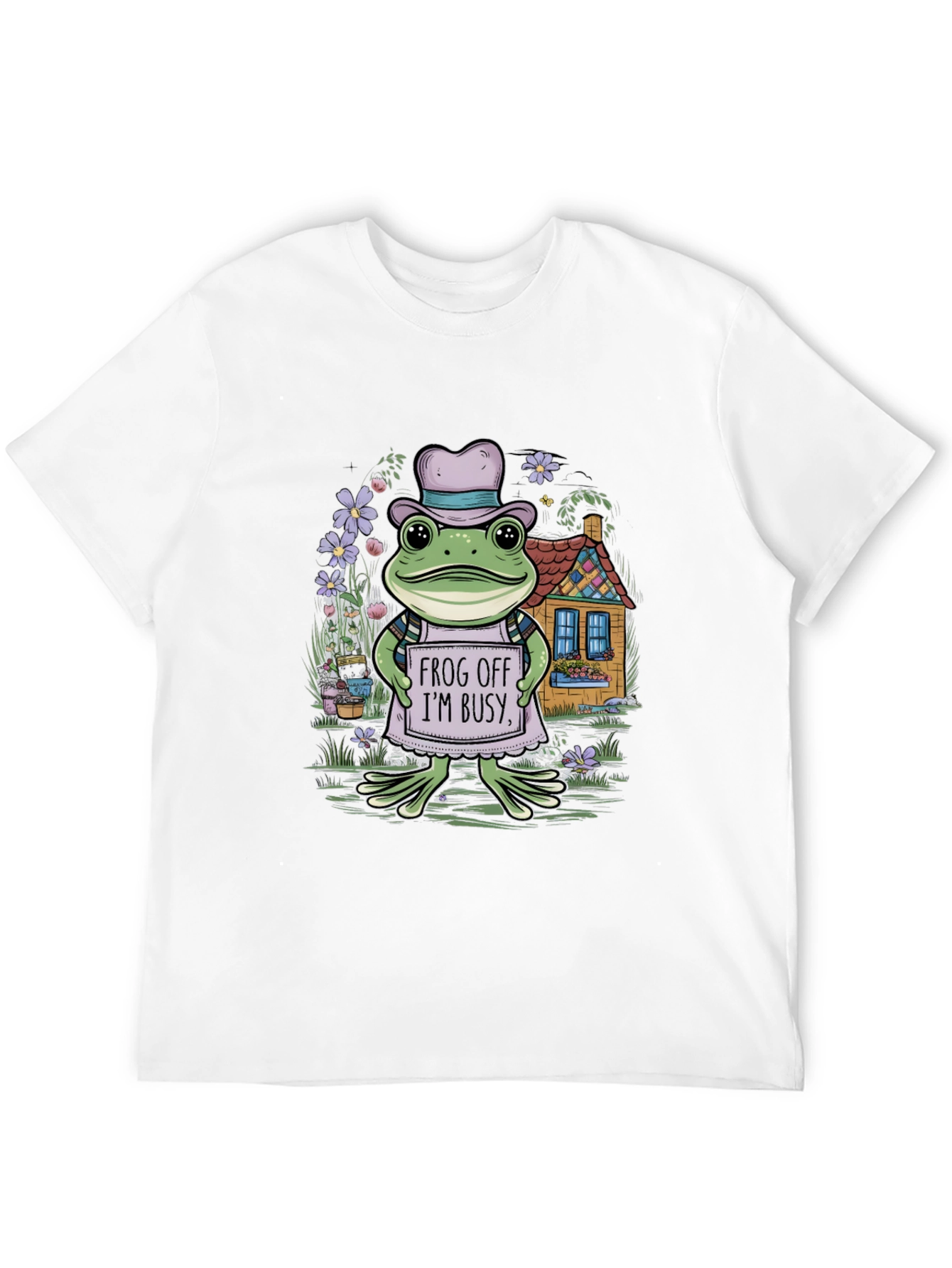 Frog Off Im Busy Tee - Whimsical Graphic Print