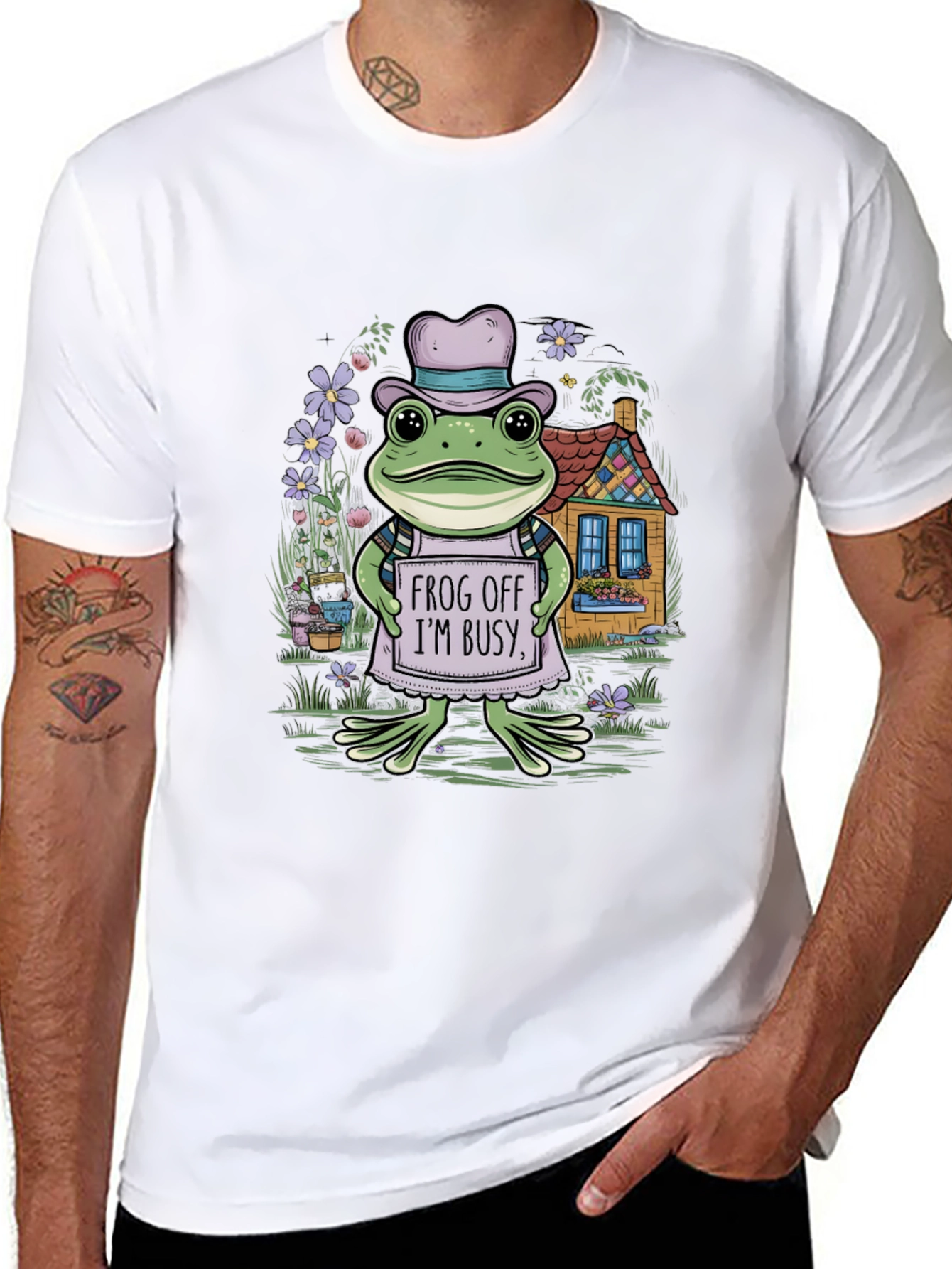 Frog Off Im Busy Tee - Whimsical Graphic Print