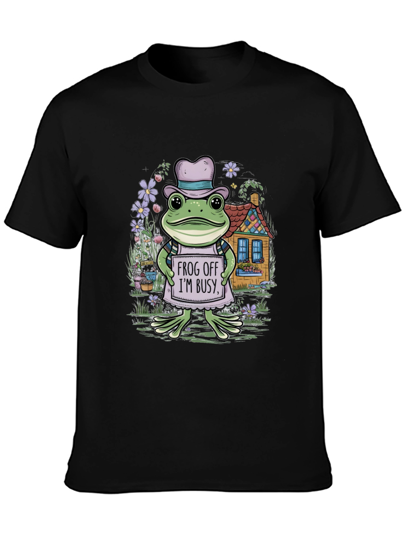 Frog Off Im Busy Tee - Whimsical Graphic Print