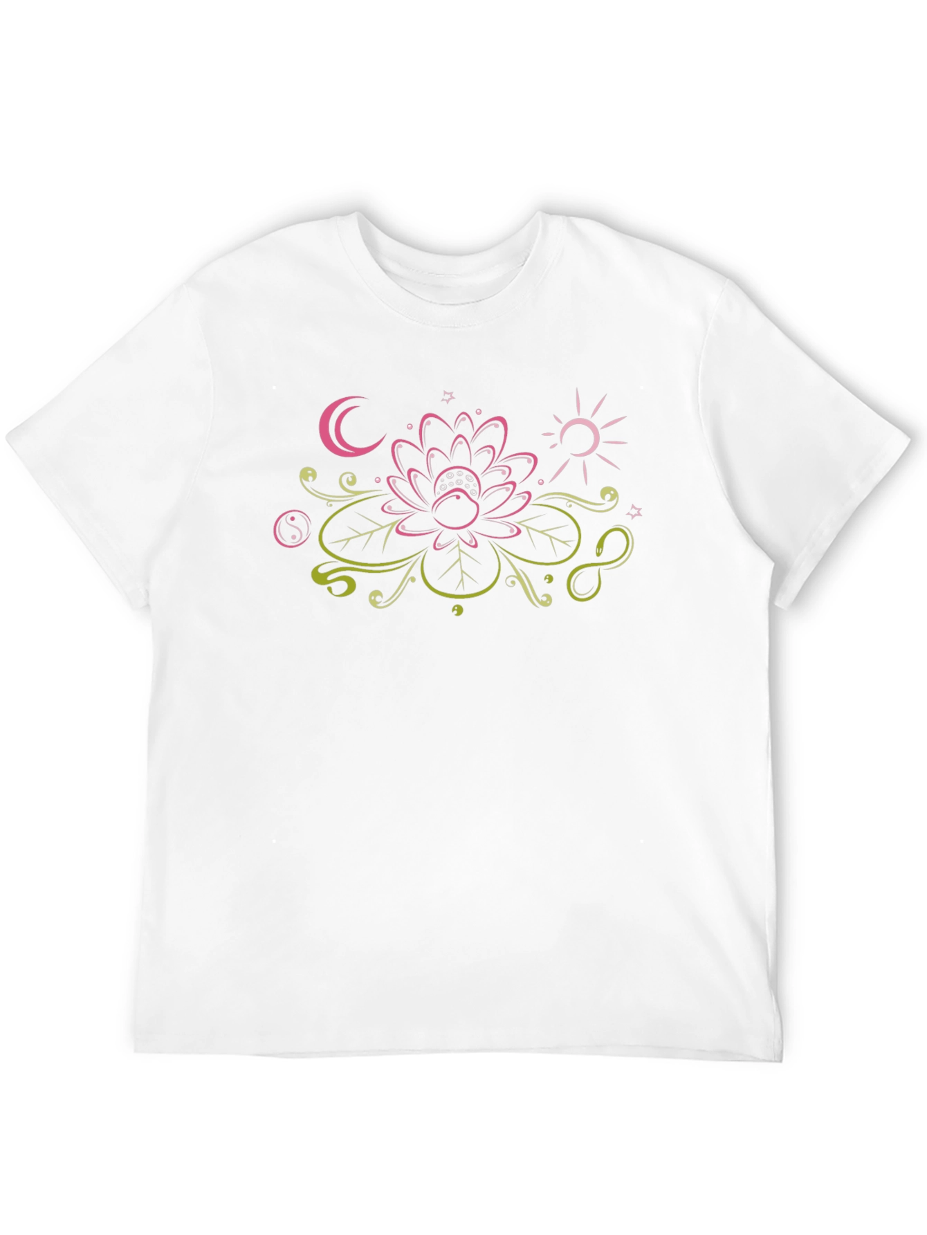 Lotus Moon Sun Graphic Black T-Shirt