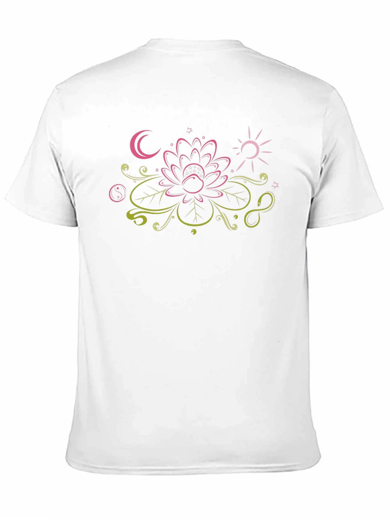 Lotus Moon Sun Graphic Black T-Shirt