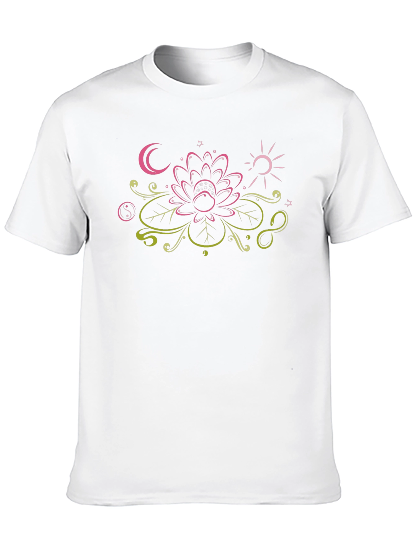 Lotus Moon Sun Graphic Black T-Shirt