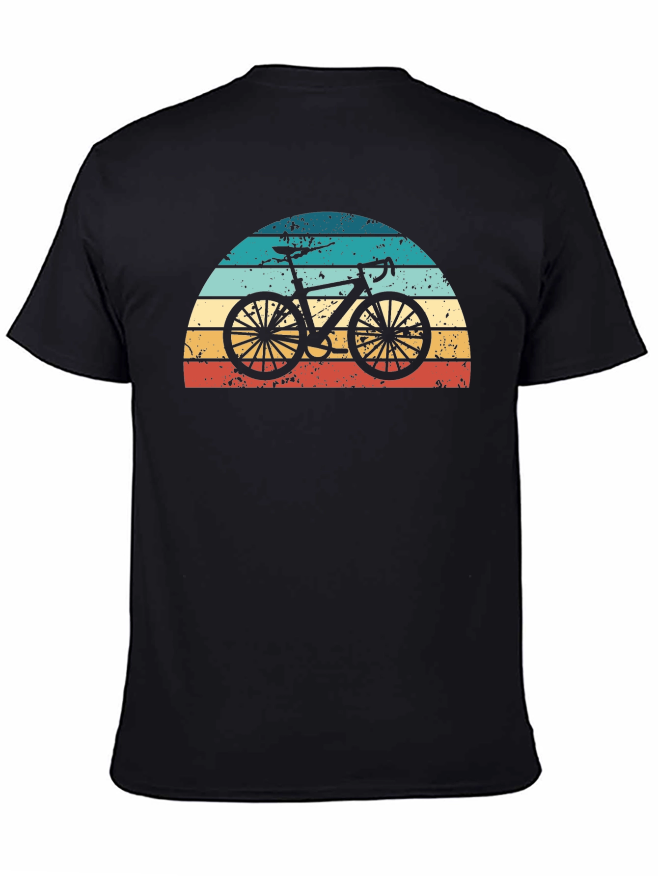Retro Sunset Bicycle Graphic Tee - Black