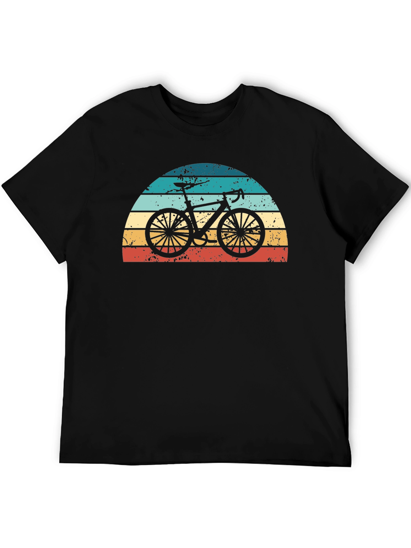 Retro Sunset Bicycle Graphic Tee - Black