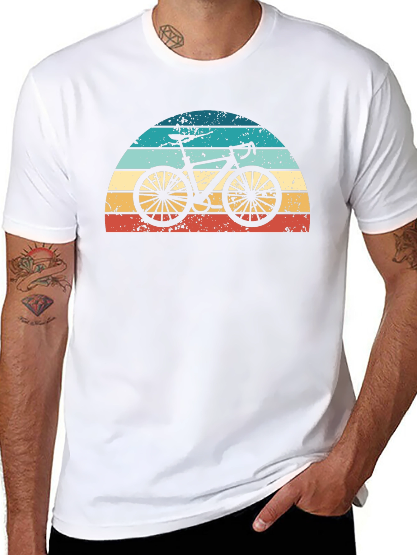 Retro Sunset Bicycle Graphic Tee - Black