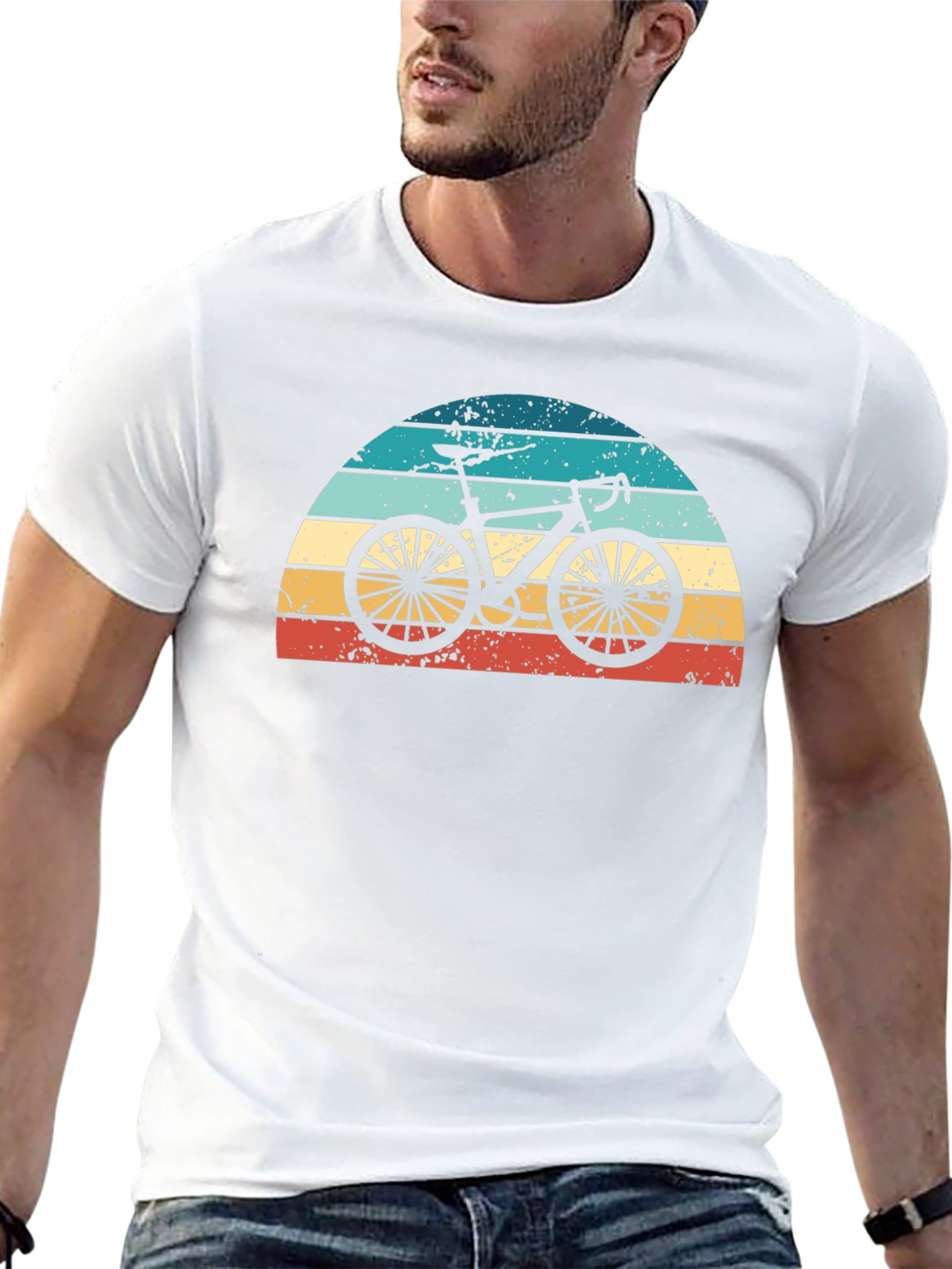 Retro Sunset Bicycle Graphic Tee - Black