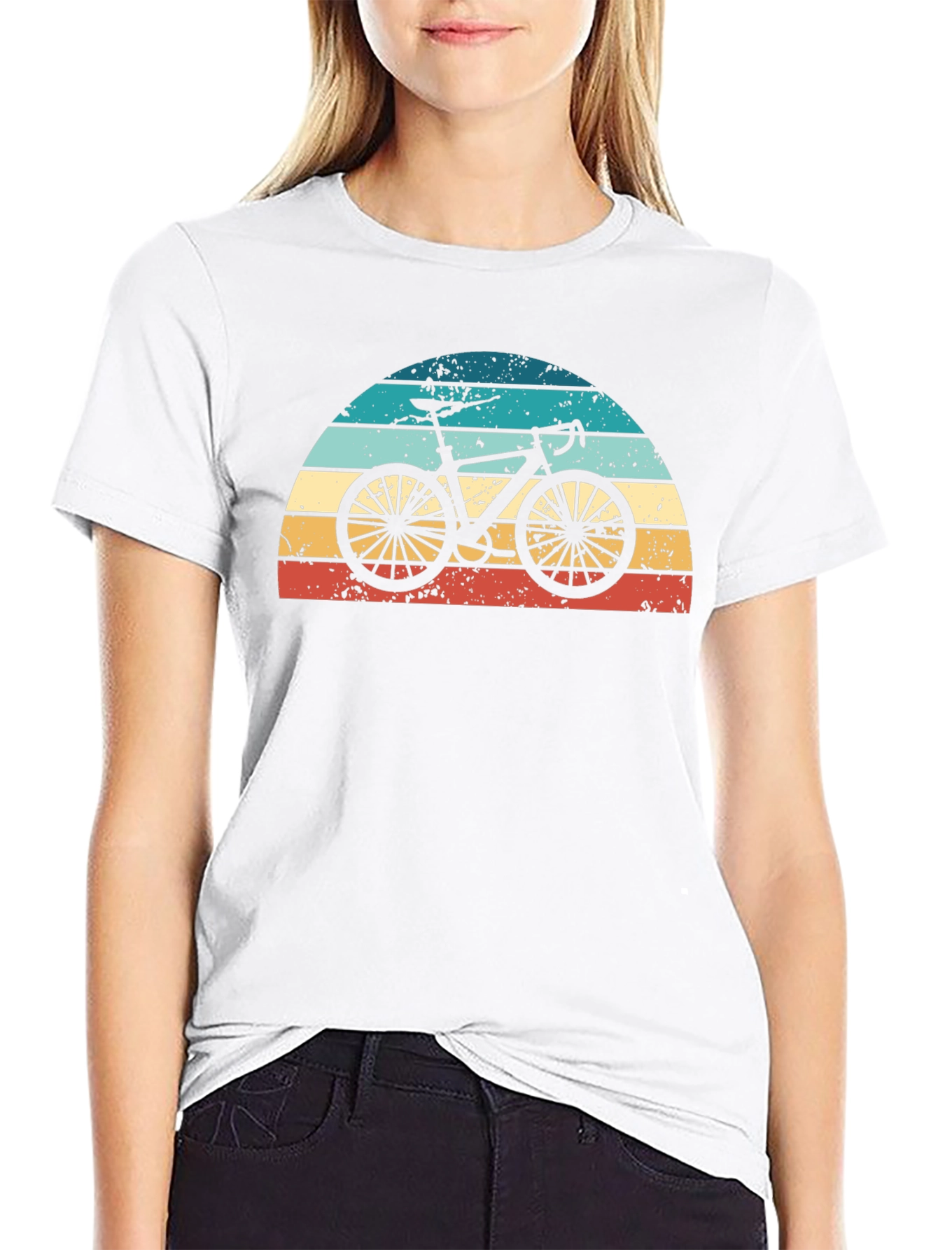 Retro Sunset Bicycle Graphic Tee - Black