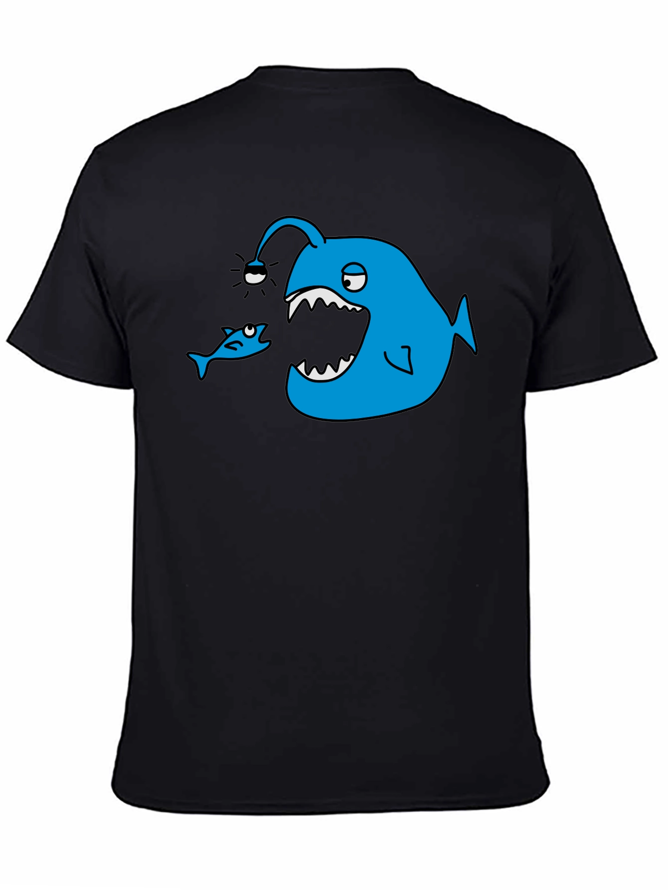Angler Fish Graphic Tee - Black Cotton T-Shirt