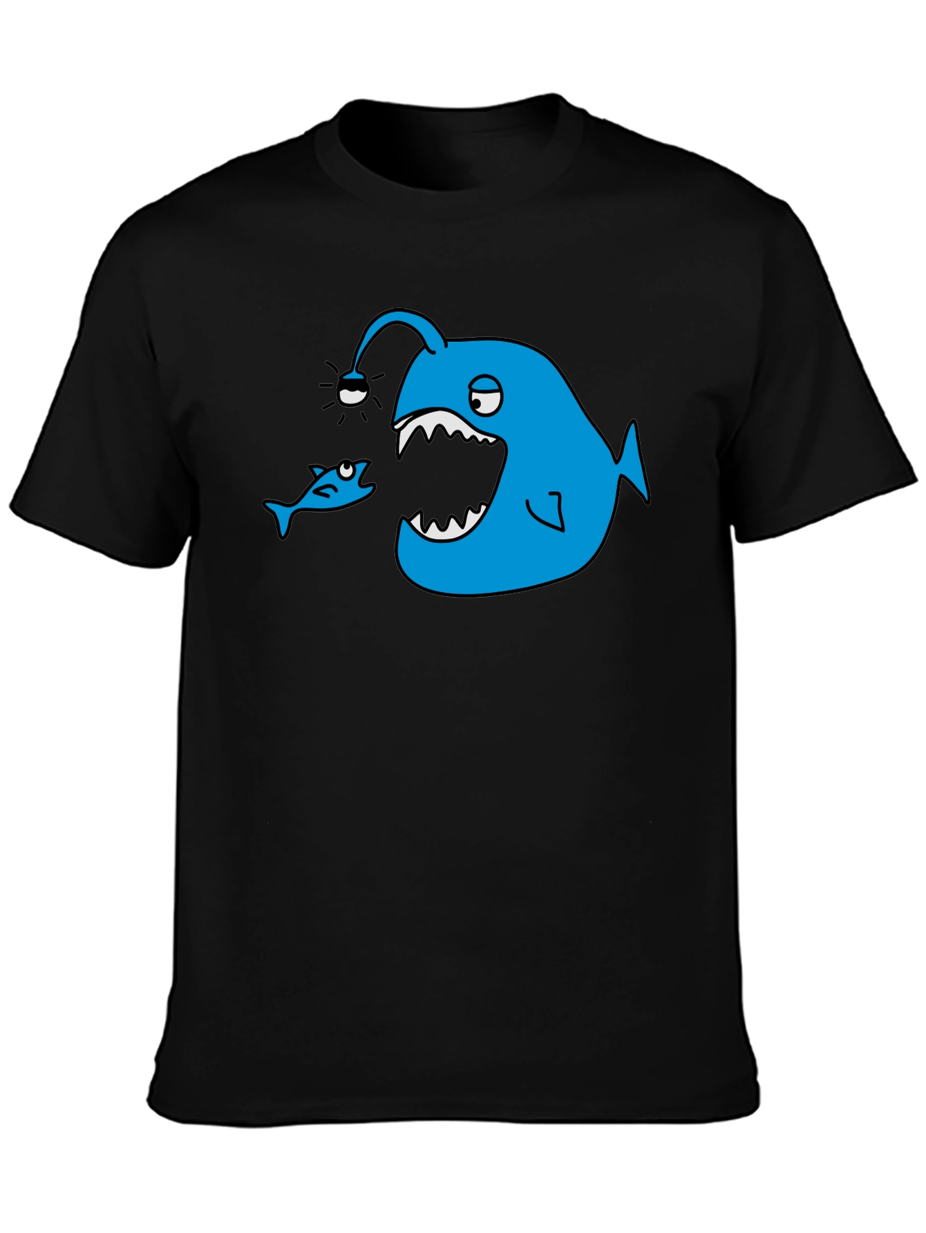 Angler Fish Graphic Tee - Black Cotton T-Shirt