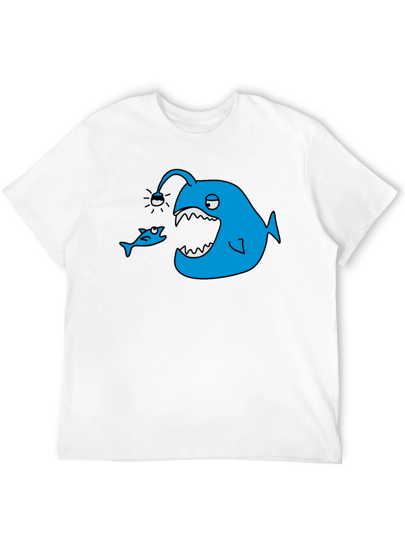 Angler Fish Graphic Tee - Black Cotton T-Shirt