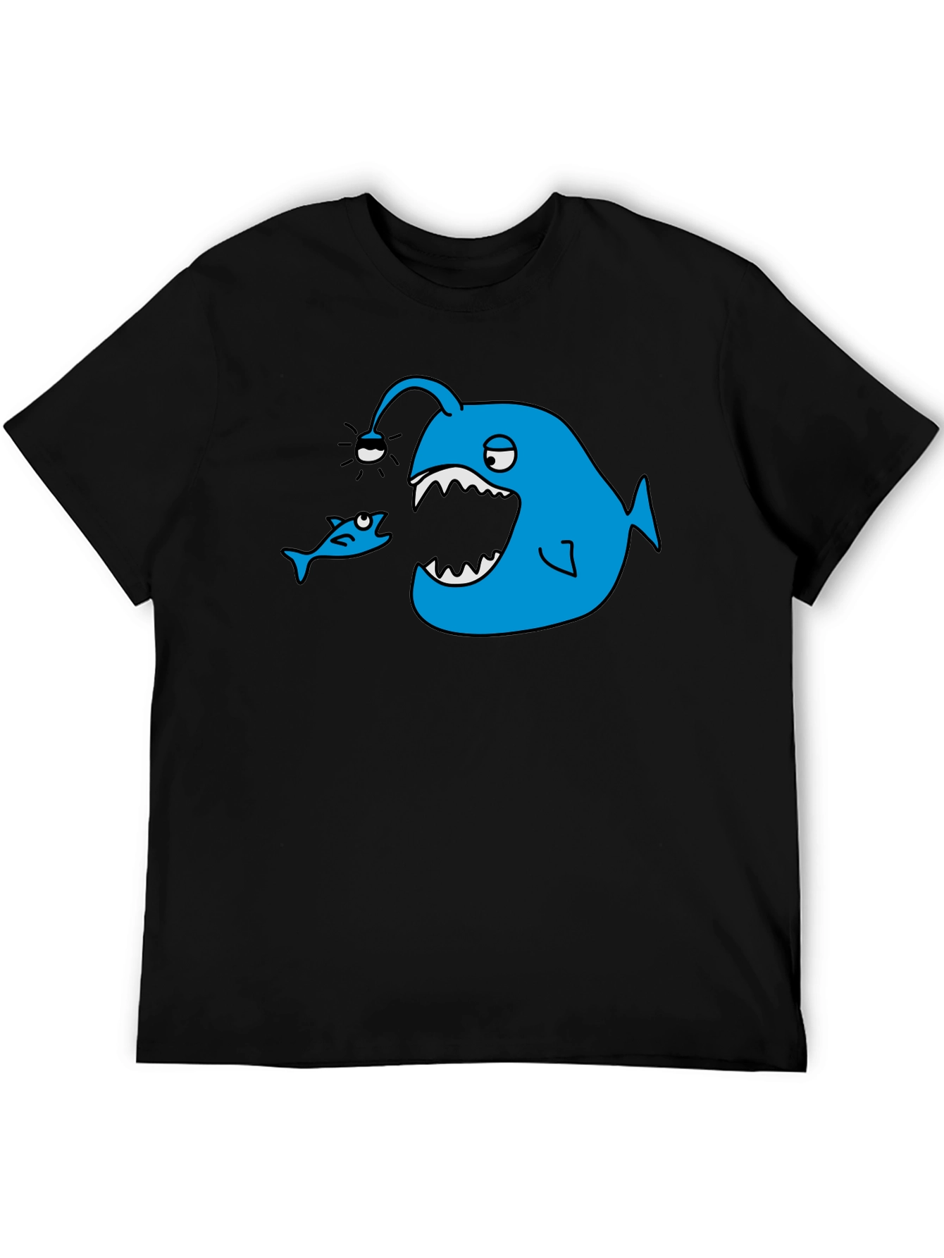 Angler Fish Graphic Tee - Black Cotton T-Shirt