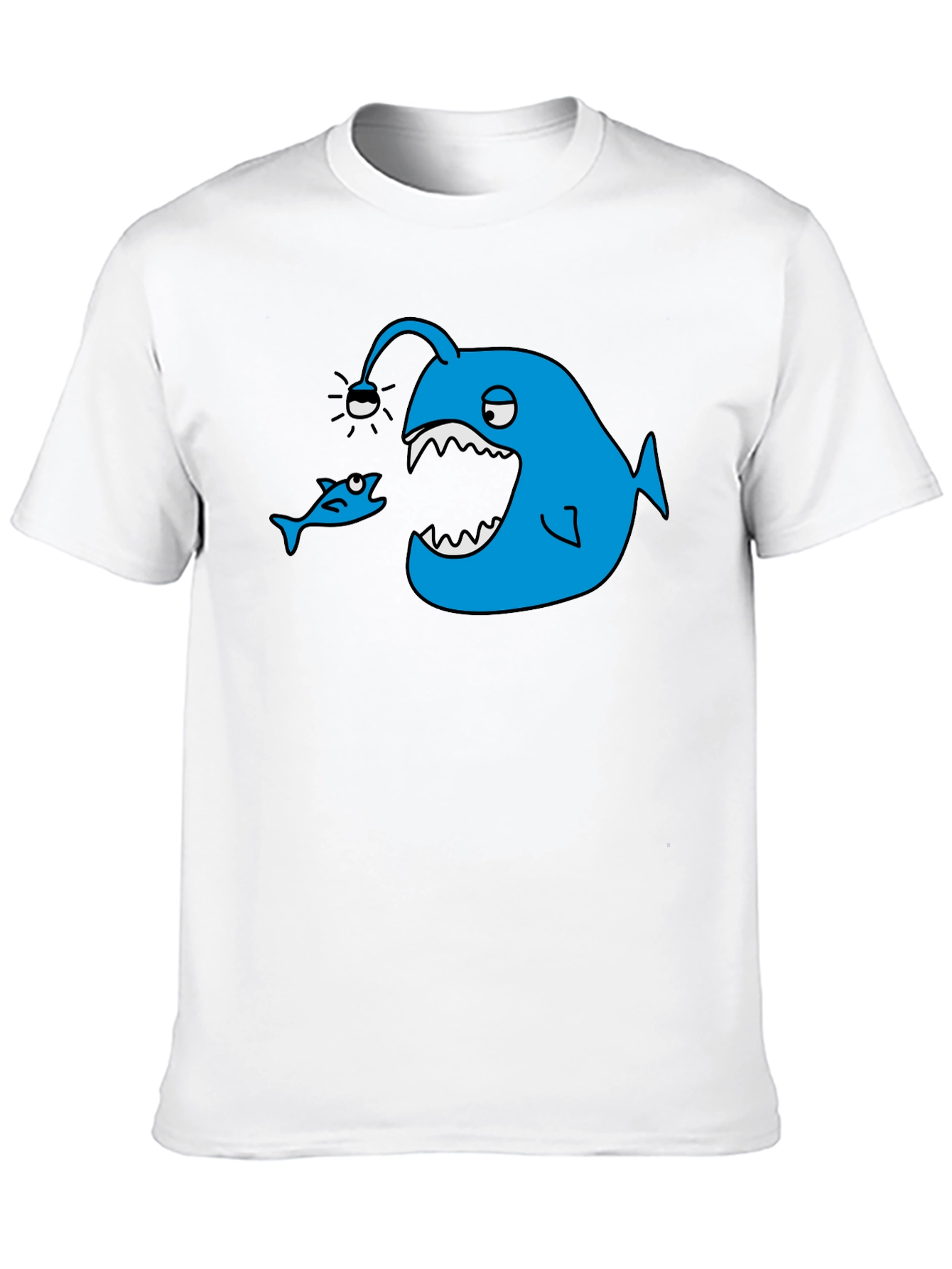 Angler Fish Graphic Tee - Black Cotton T-Shirt
