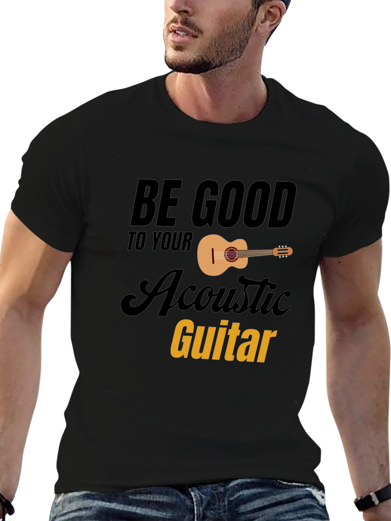 Be Good To Your Acoustic Guitar Black Graphic Tee