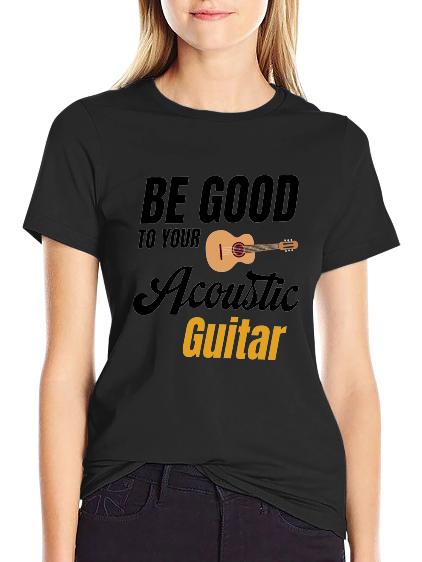 Be Good To Your Acoustic Guitar Black Graphic Tee