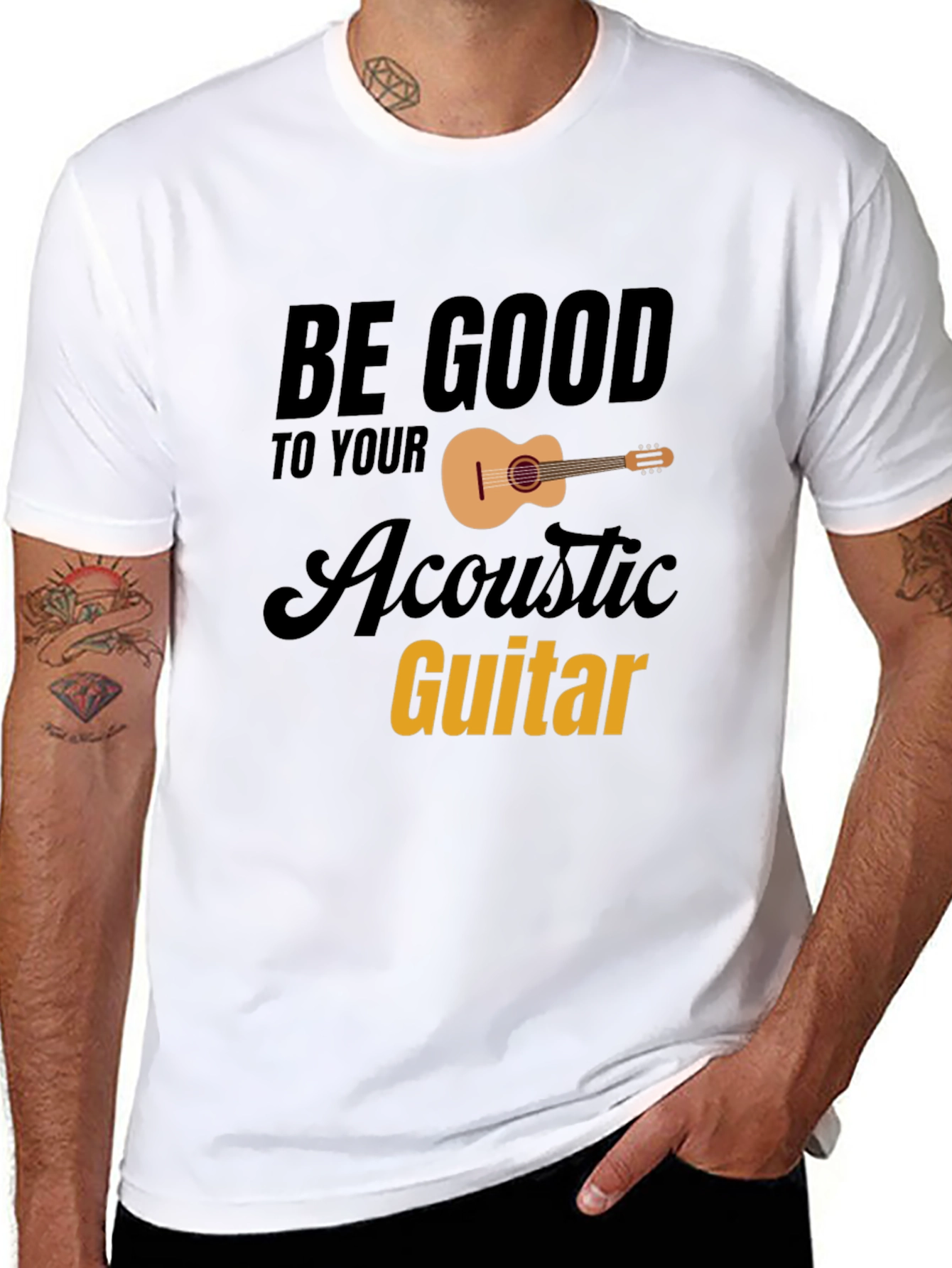 Be Good To Your Acoustic Guitar Black Graphic Tee