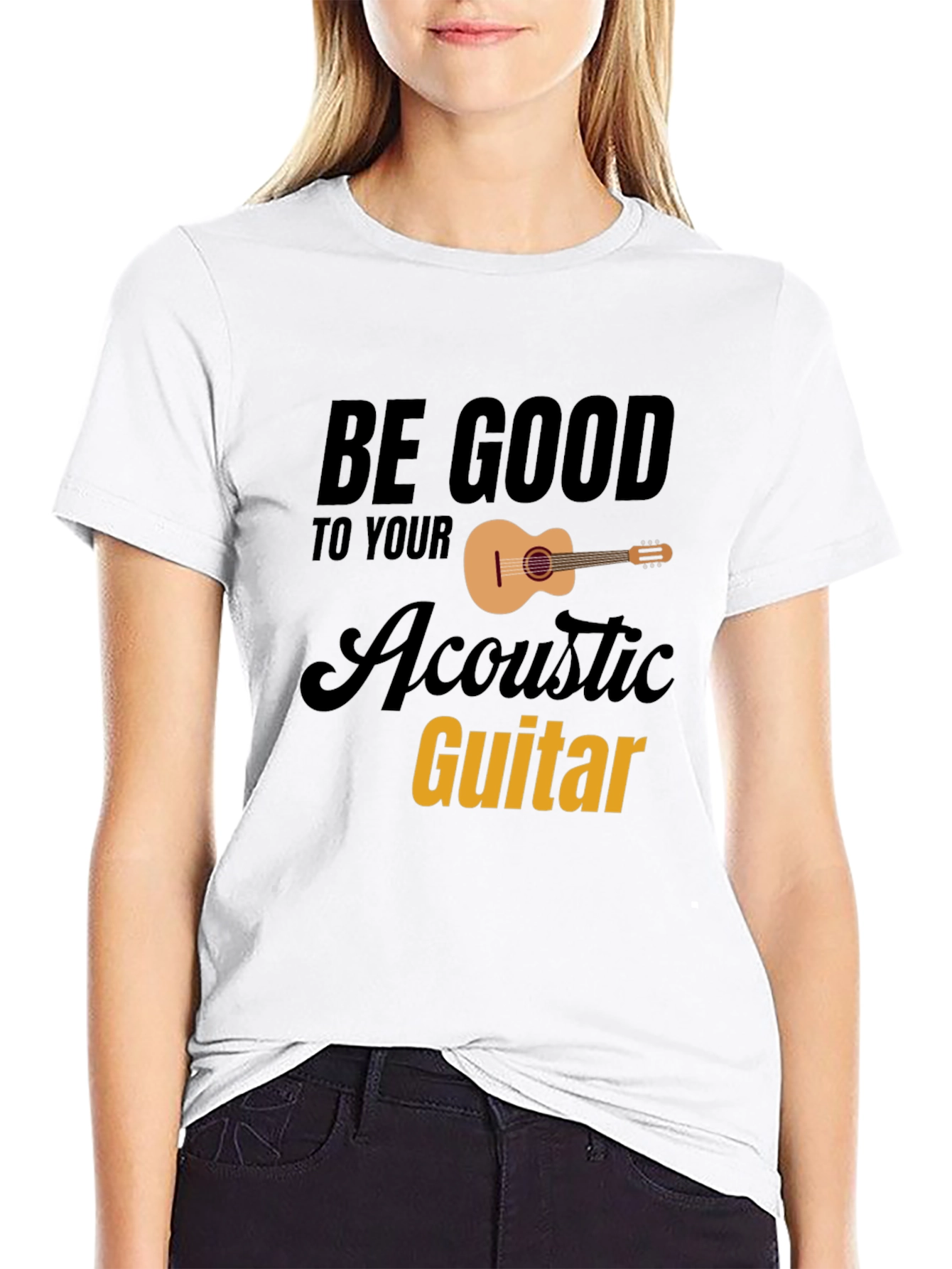 Be Good To Your Acoustic Guitar Black Graphic Tee