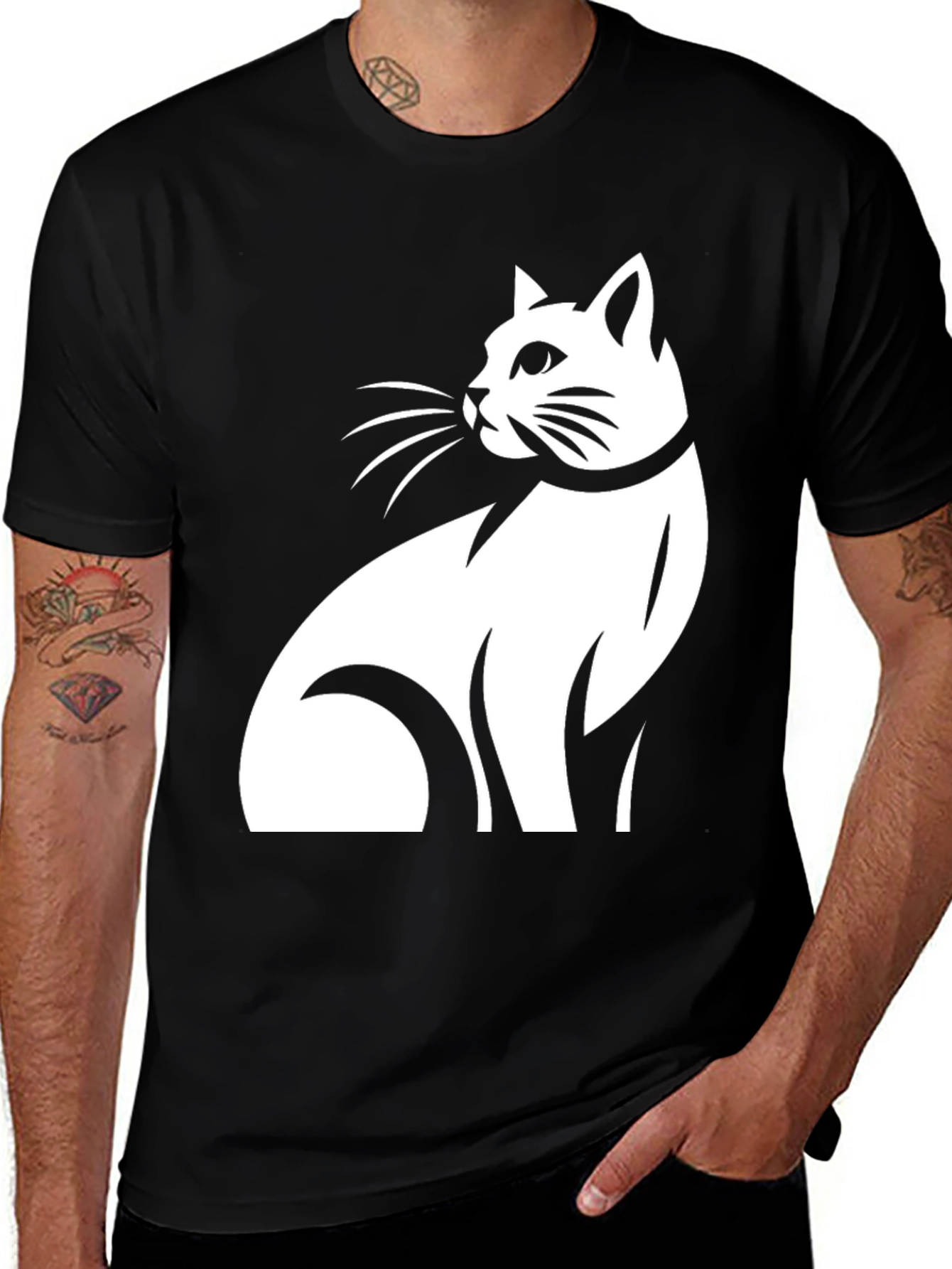 Cat Graphic Tee - Black T-Shirt