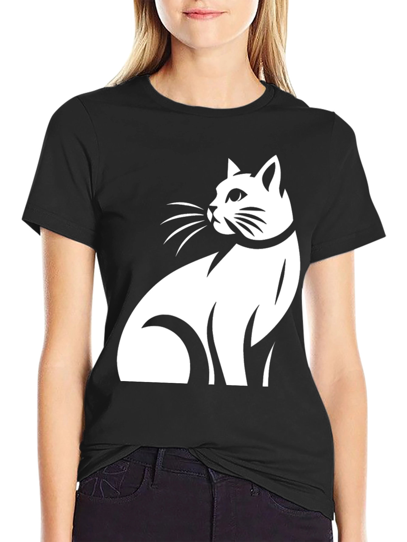 Cat Graphic Tee - Black T-Shirt