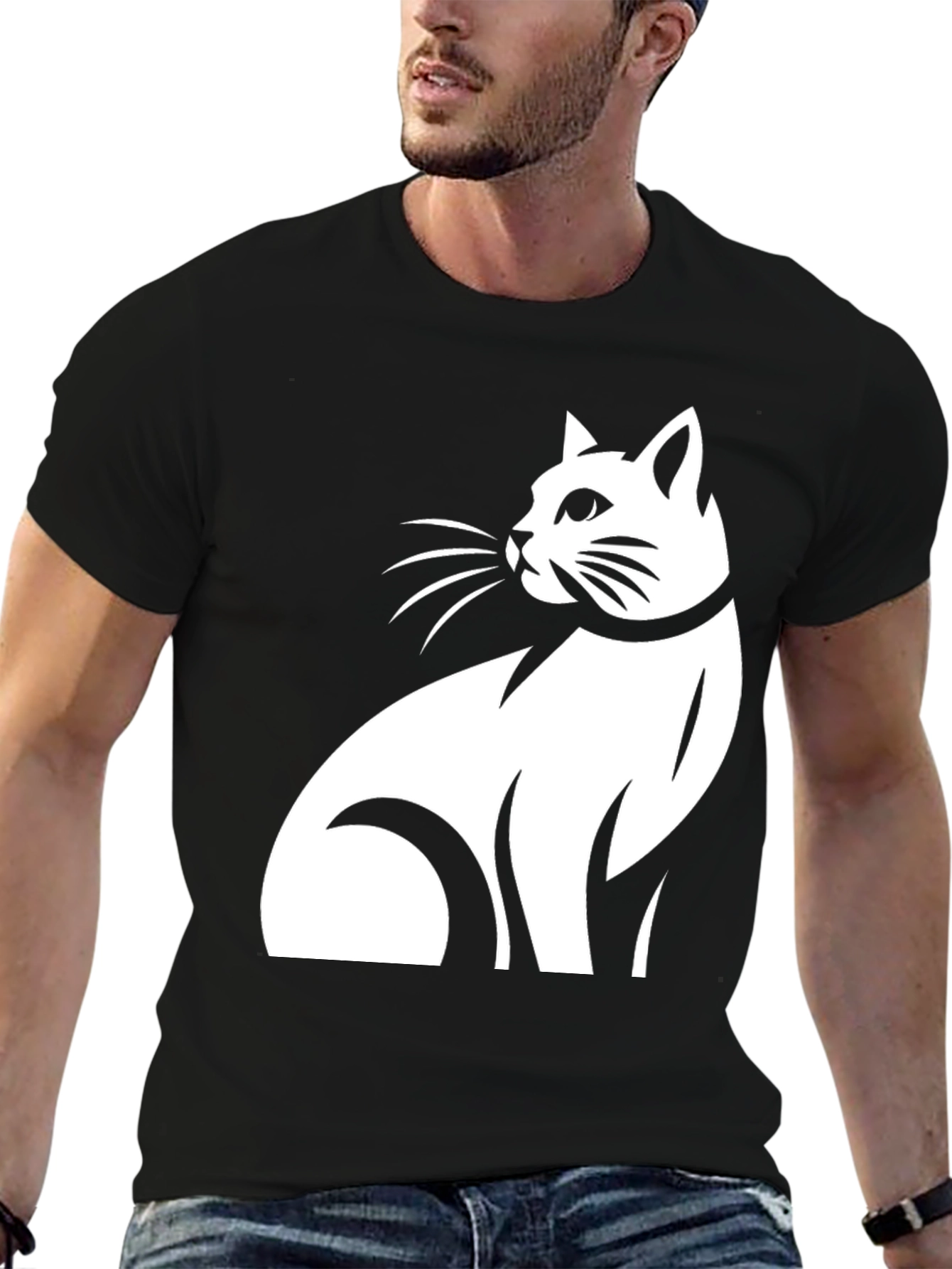 Cat Graphic Tee - Black T-Shirt