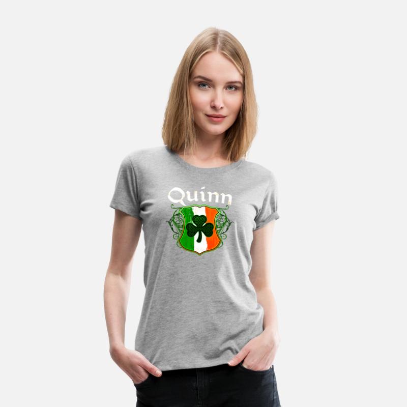 Quinn Irish Surname Ireland Flag Shield Shamrock