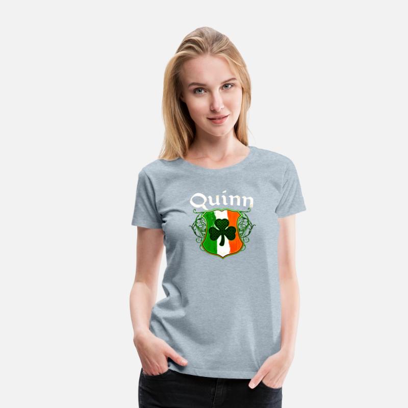 Quinn Irish Surname Ireland Flag Shield Shamrock