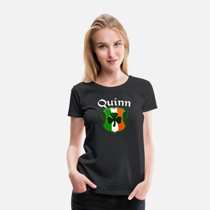 Quinn Irish Surname Ireland Flag Shield Shamrock