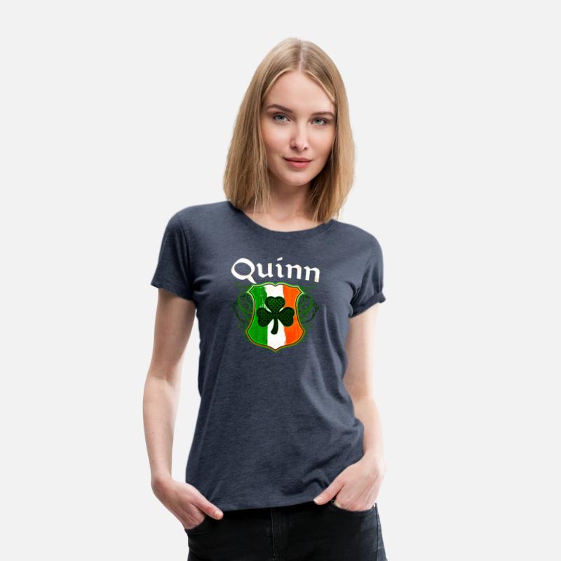 Quinn Irish Surname Ireland Flag Shield Shamrock