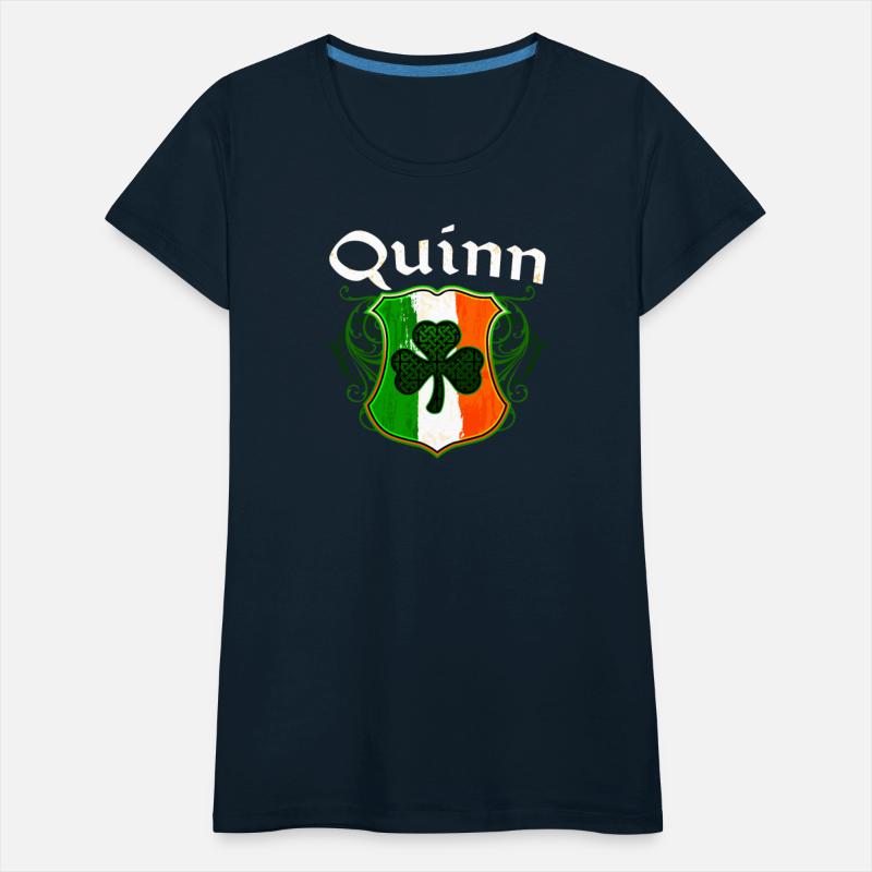 Quinn Irish Surname Ireland Flag Shield Shamrock