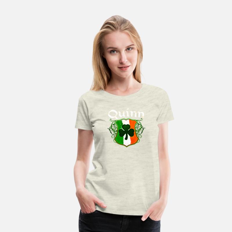 Quinn Irish Surname Ireland Flag Shield Shamrock