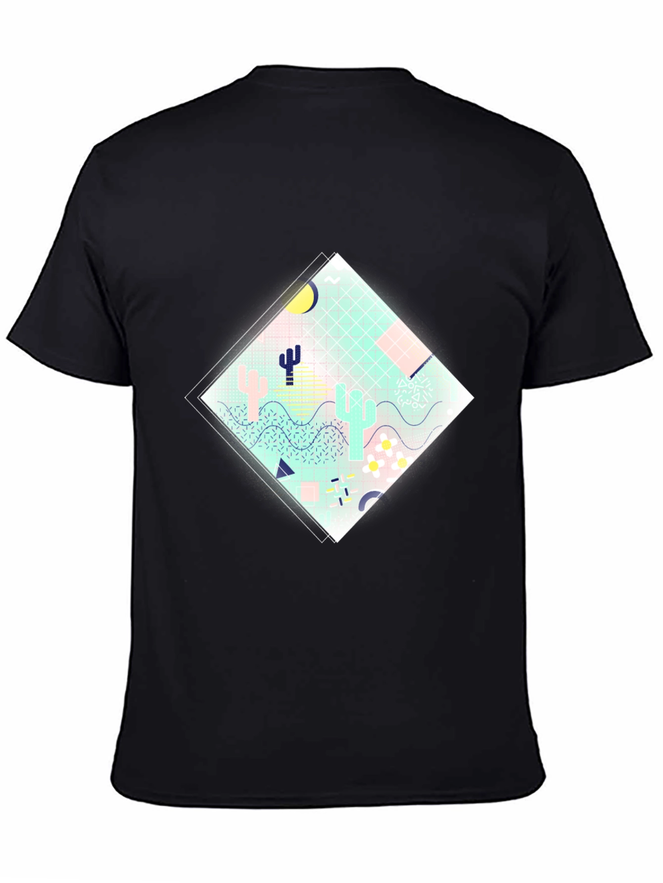 Retro Desert Graphic Tee - Black Cotton T-Shirt
