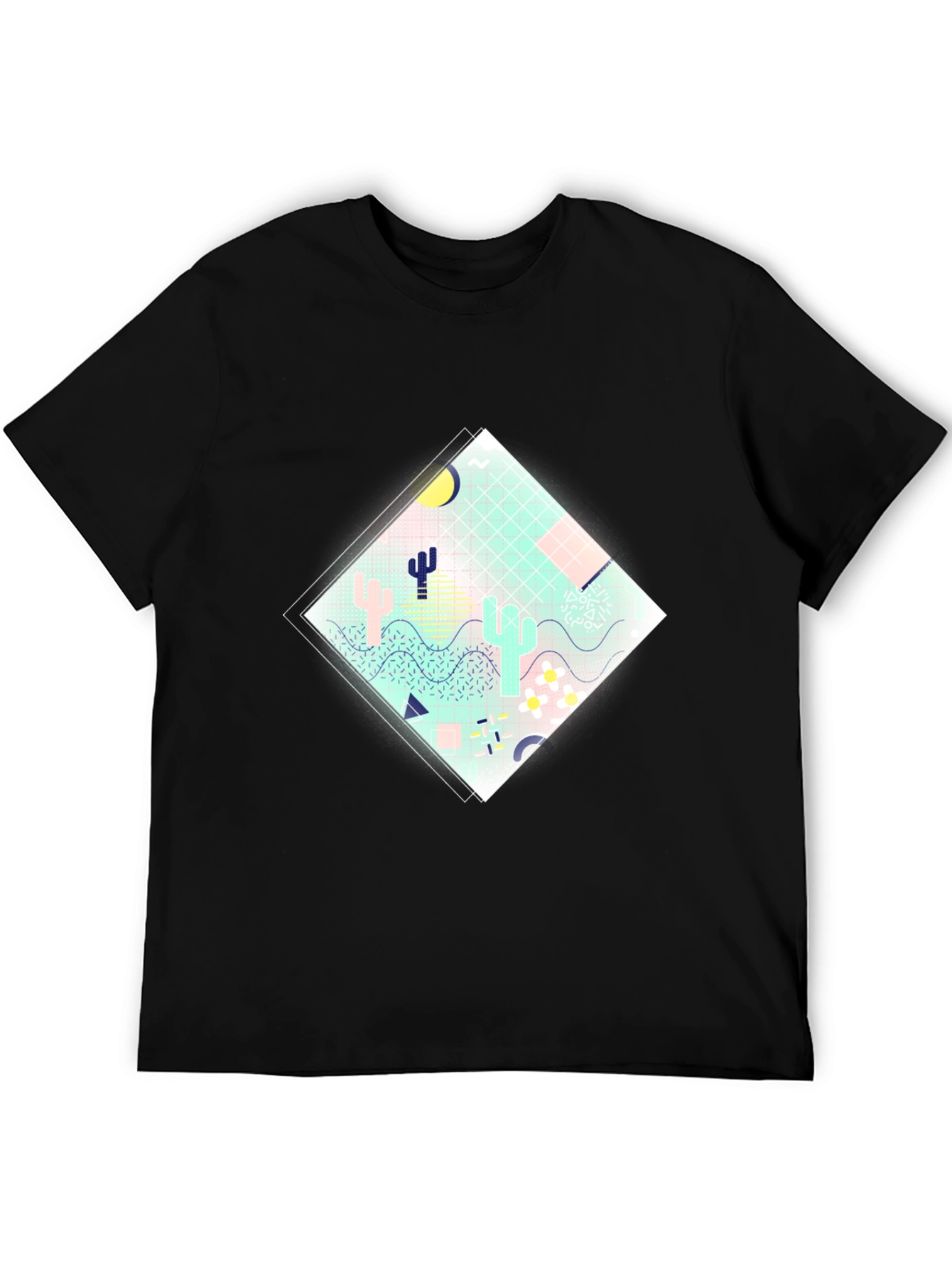 Retro Desert Graphic Tee - Black Cotton T-Shirt