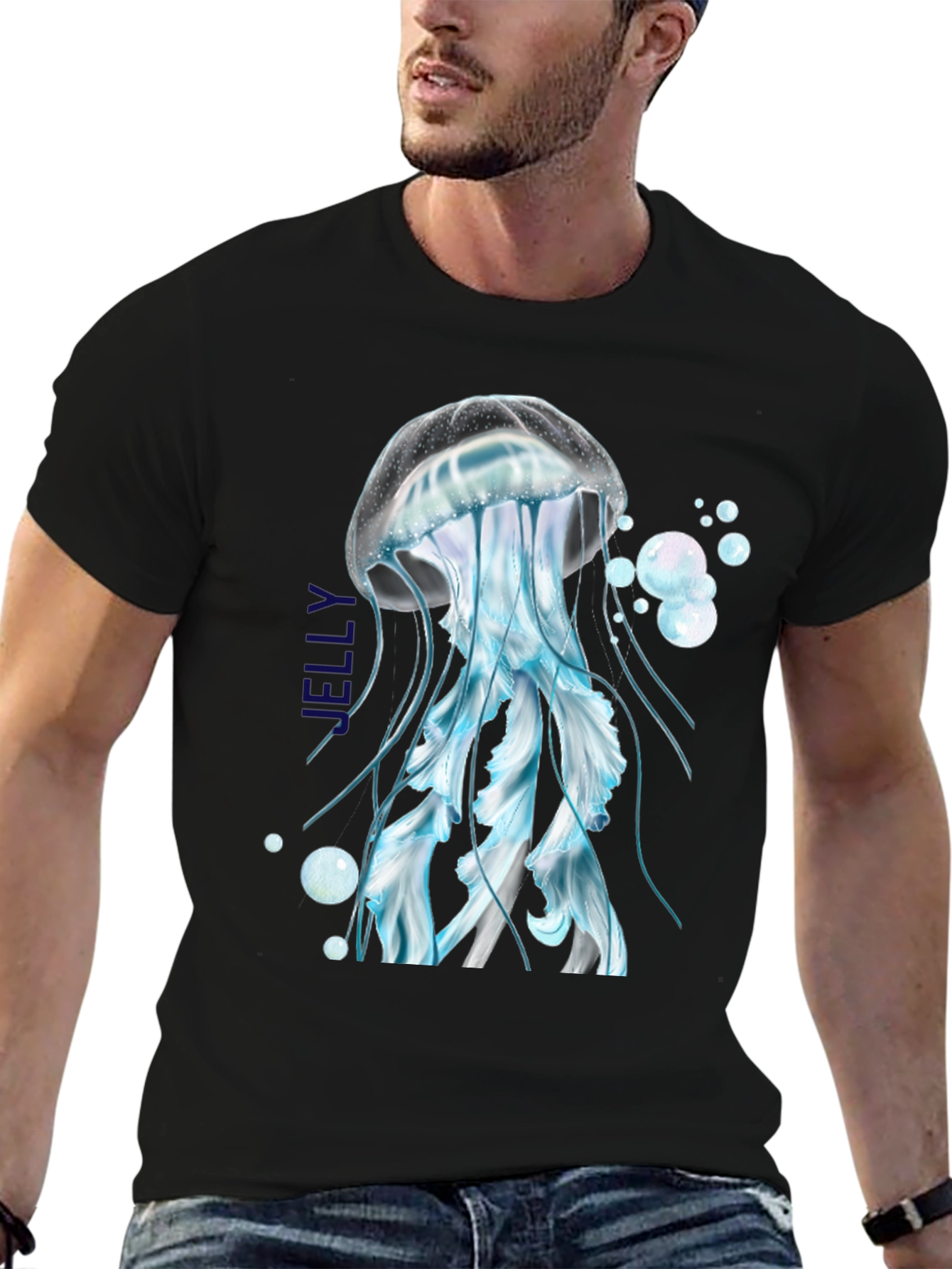 Jellyfish Graphic T-Shirt - Black Cotton Tee