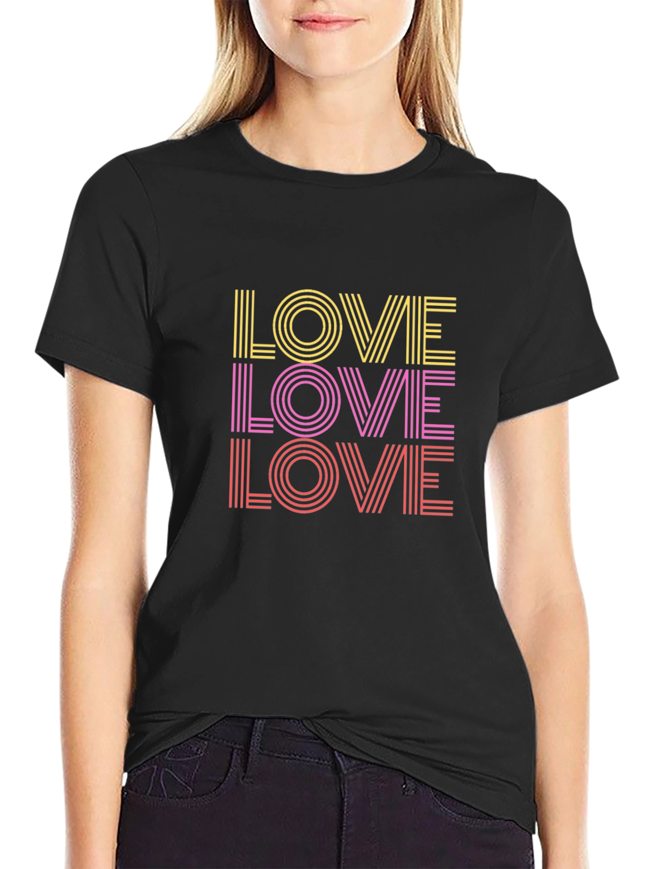 Retro Striped Love T-Shirt - Bold Design