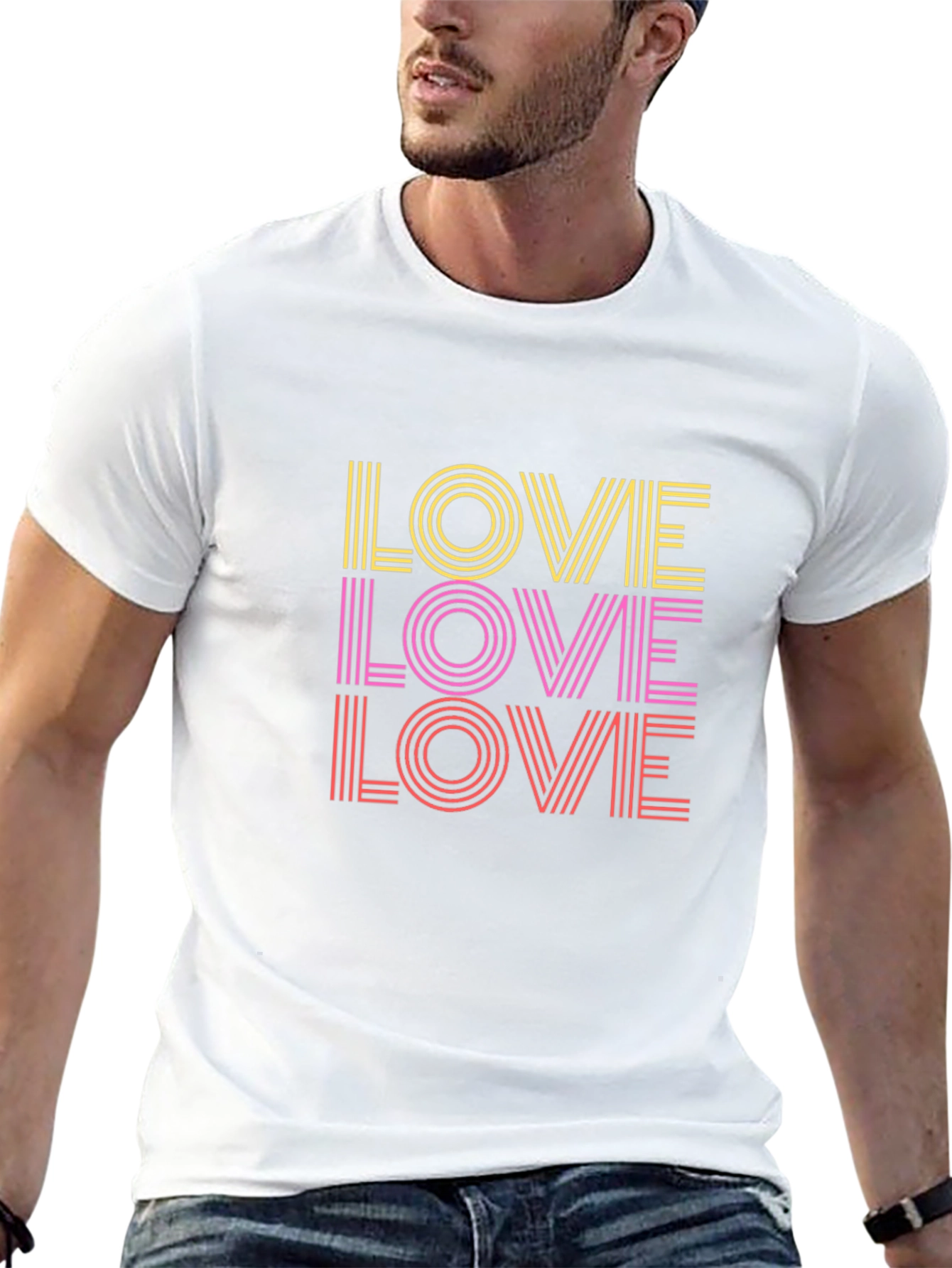 Retro Striped Love T-Shirt - Bold Design