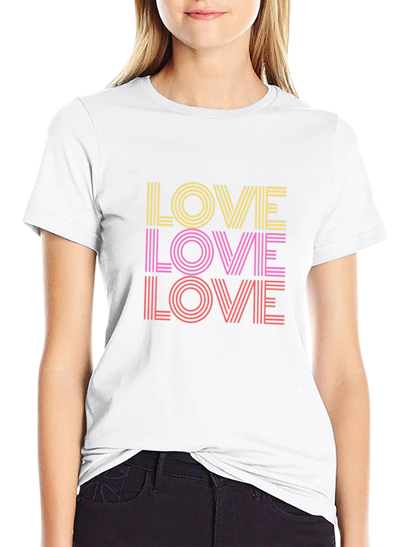 Retro Striped Love T-Shirt - Bold Design