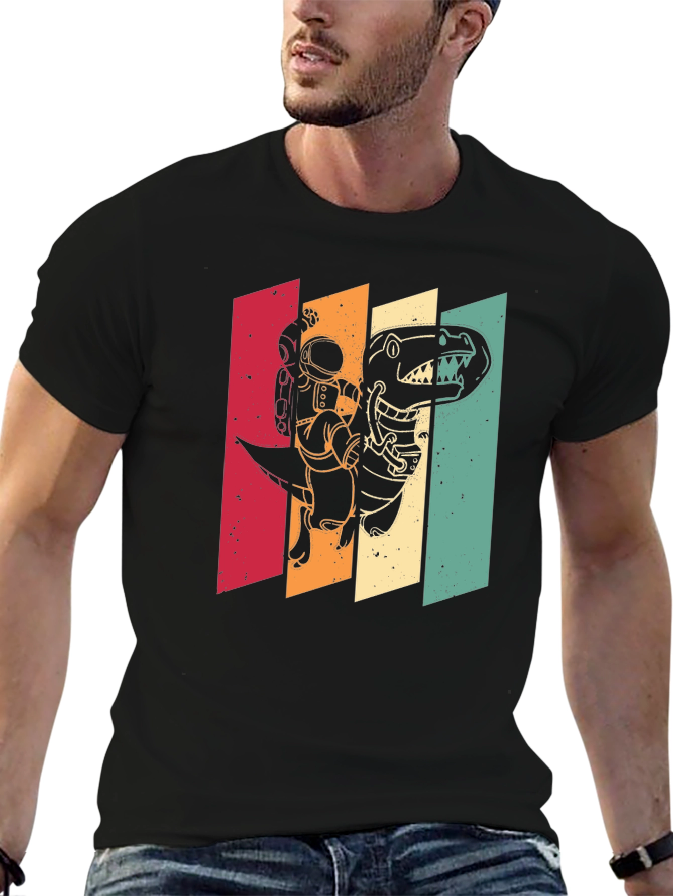 Retro Astronaut Dinosaur T-Shirt